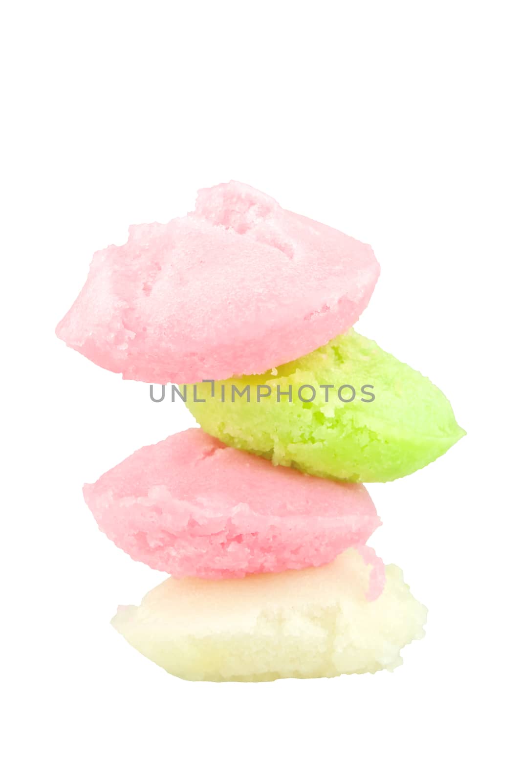 Stack of Steamed rice cake or Fatt Koh isolated on white background.