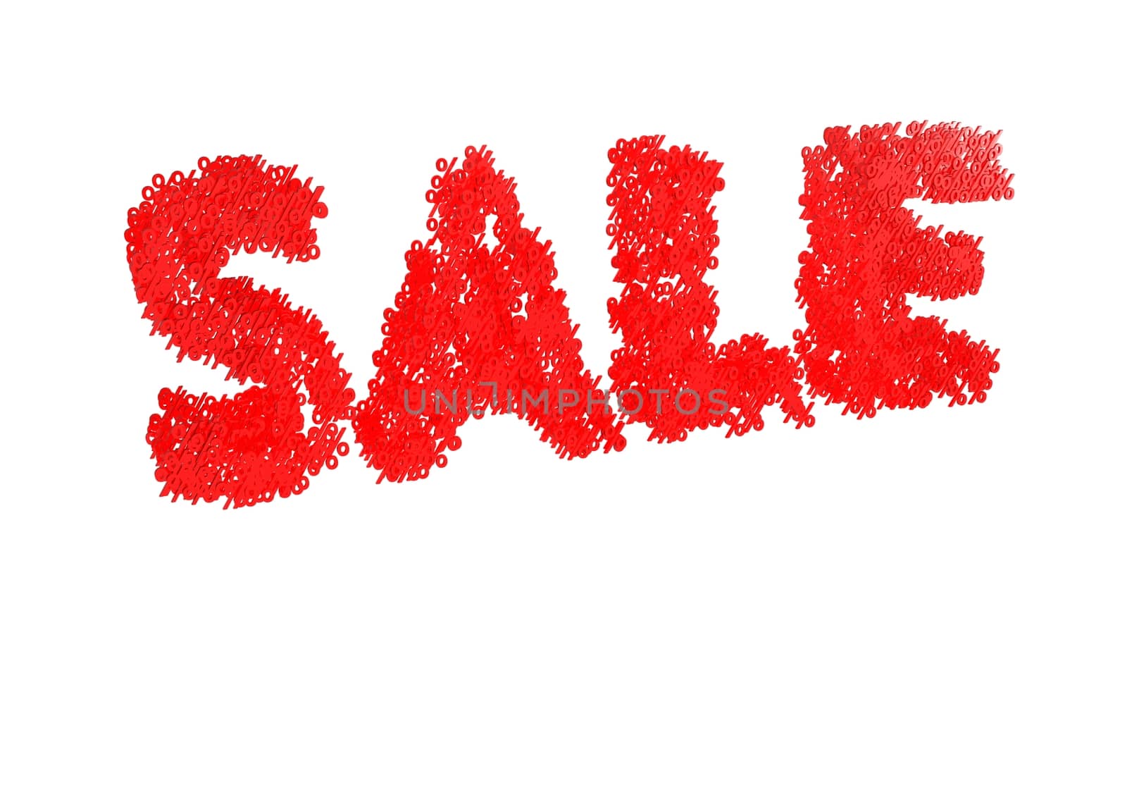 Three-dimensional inscription sale made of red percent