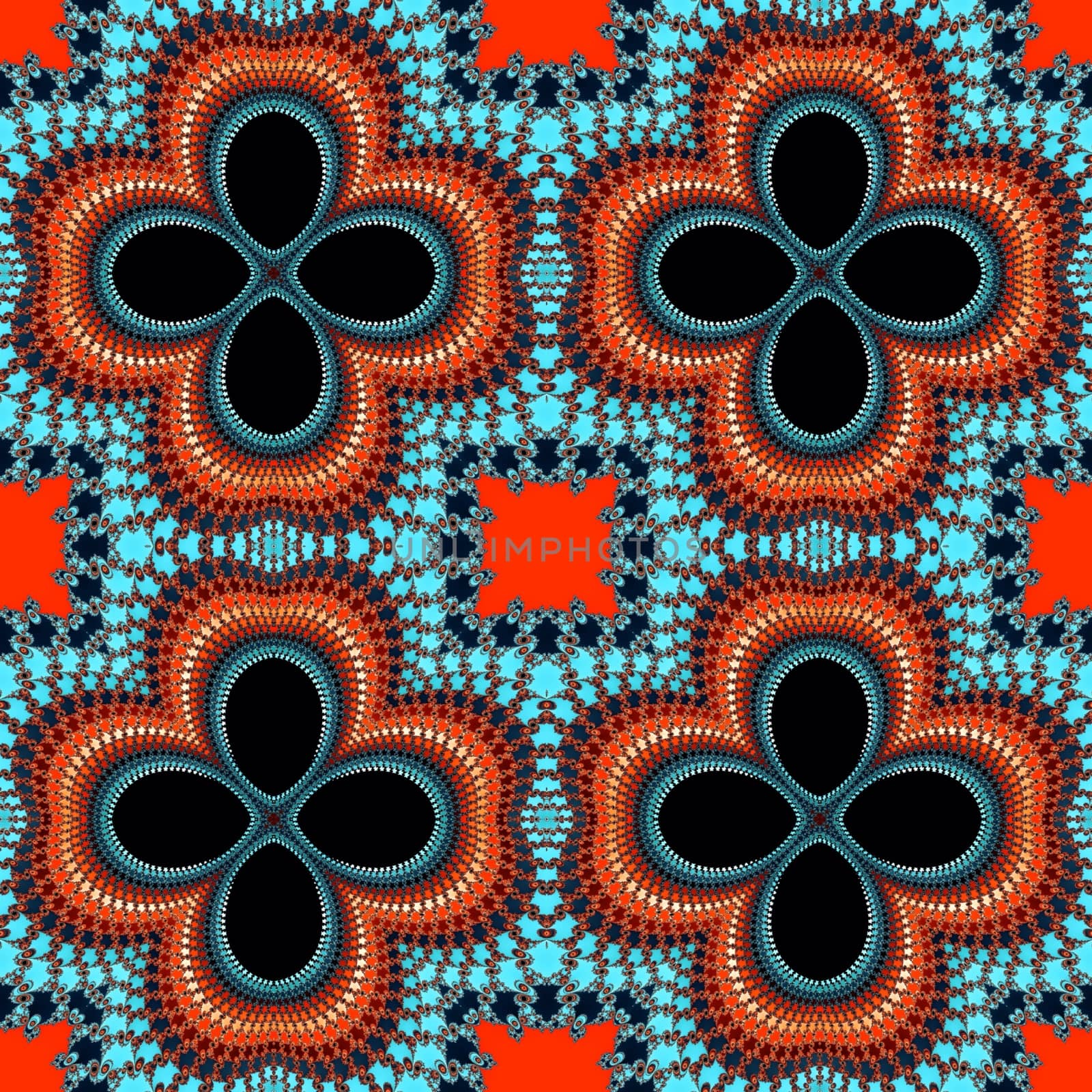 Digital computer graphic - seamless decorative ornament with fractal flowers for design.