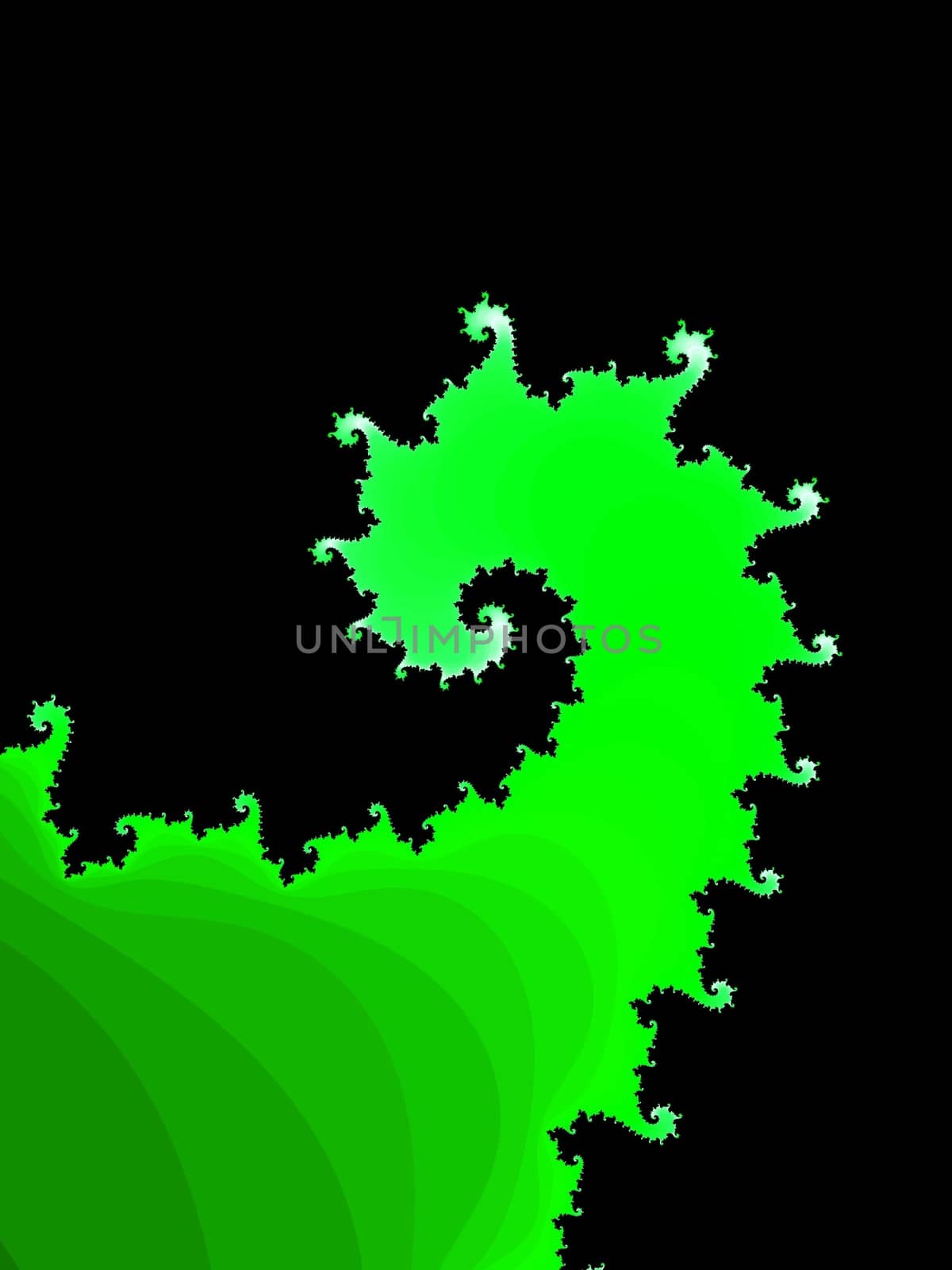 Digital computer graphic - rendering. Patterned fractal background in a green colors for design.