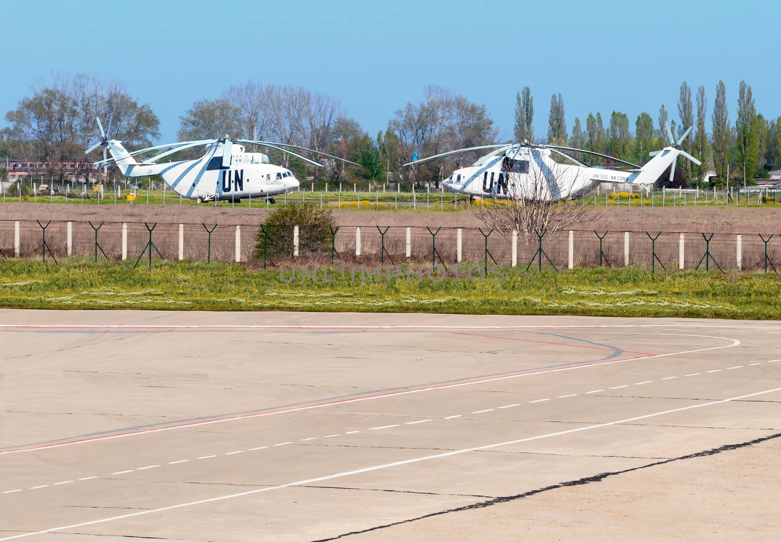 UN helicopters on the airfield