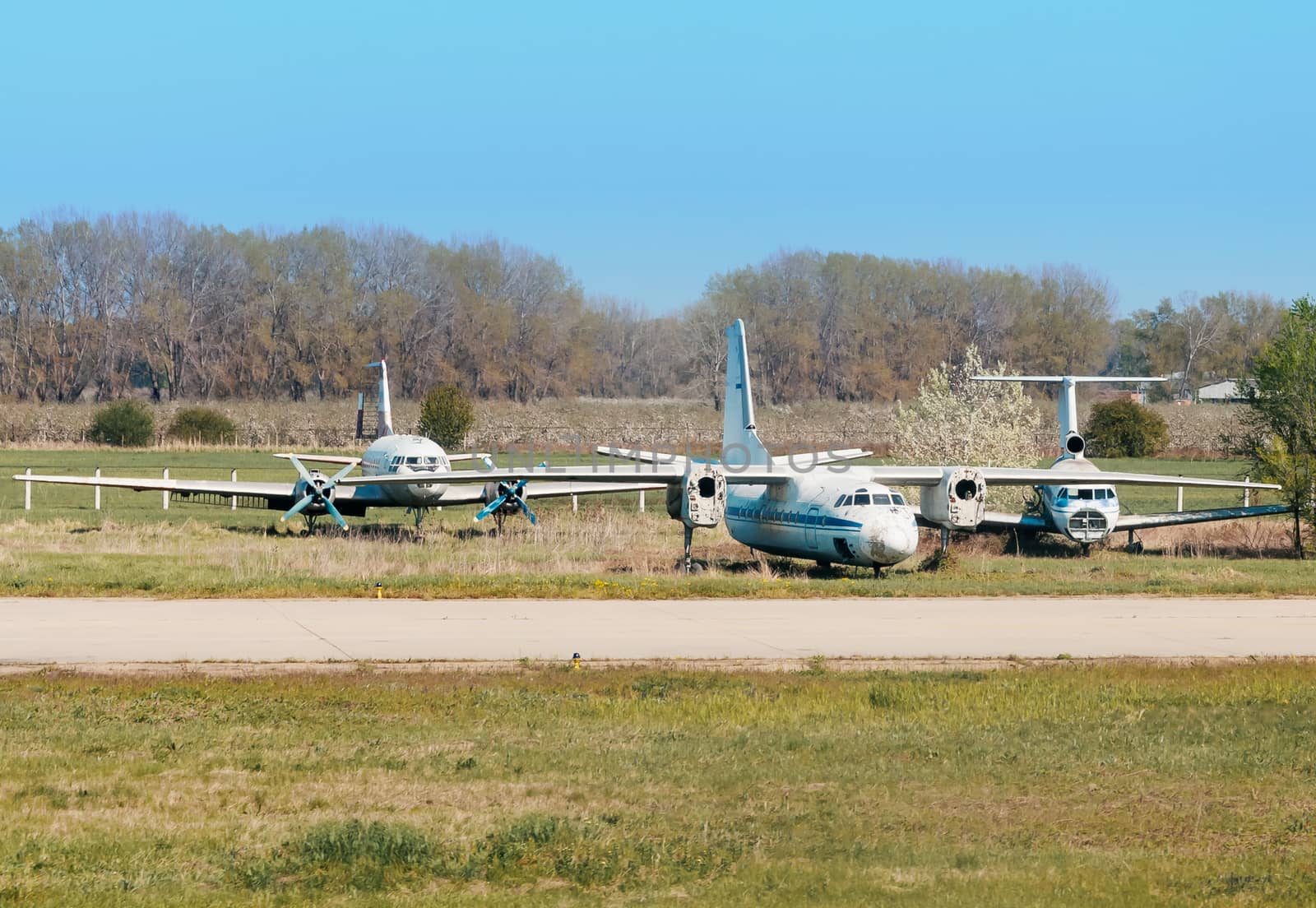 Cemetery aircraft near the runway