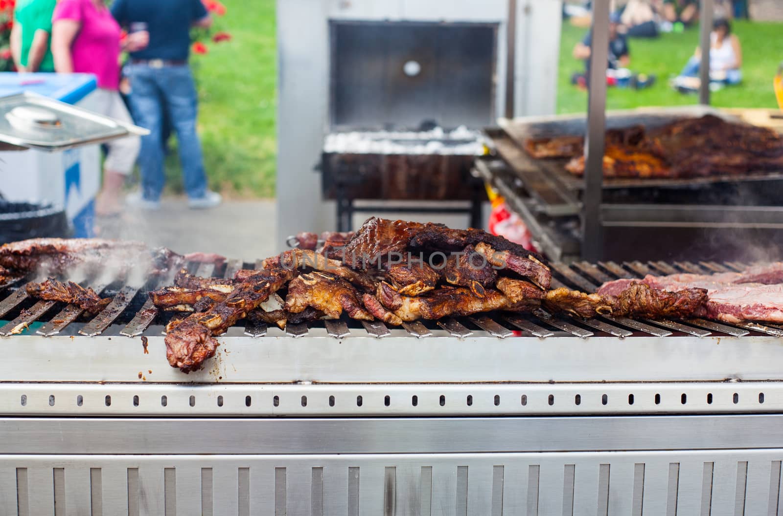 View of delicious grilled meat in the outdoor