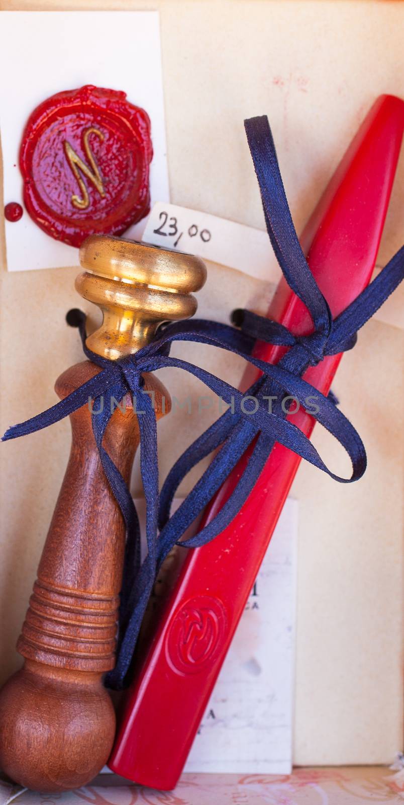 Close up of ancient red sealing wax