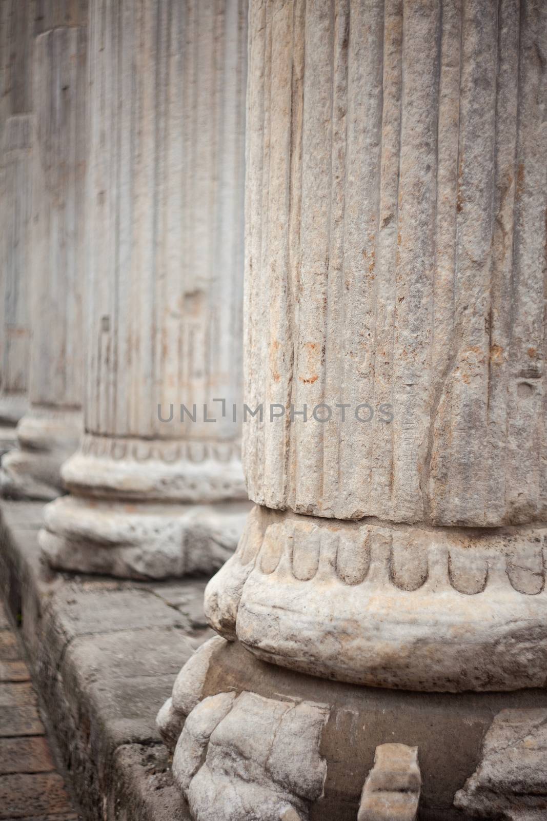 Close up of roman columns of San Lorenzo in Milan