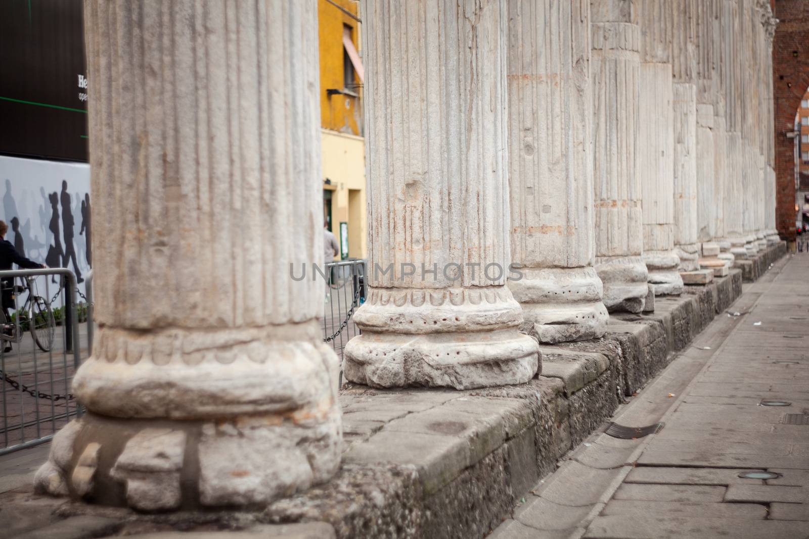Close up of roman columns of San Lorenzo in Milan