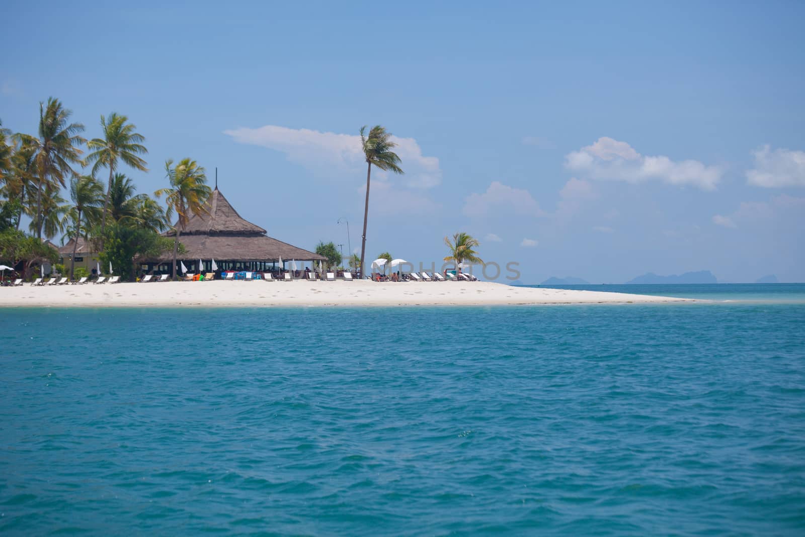 traditional village on the sea with blue sky in Thailand