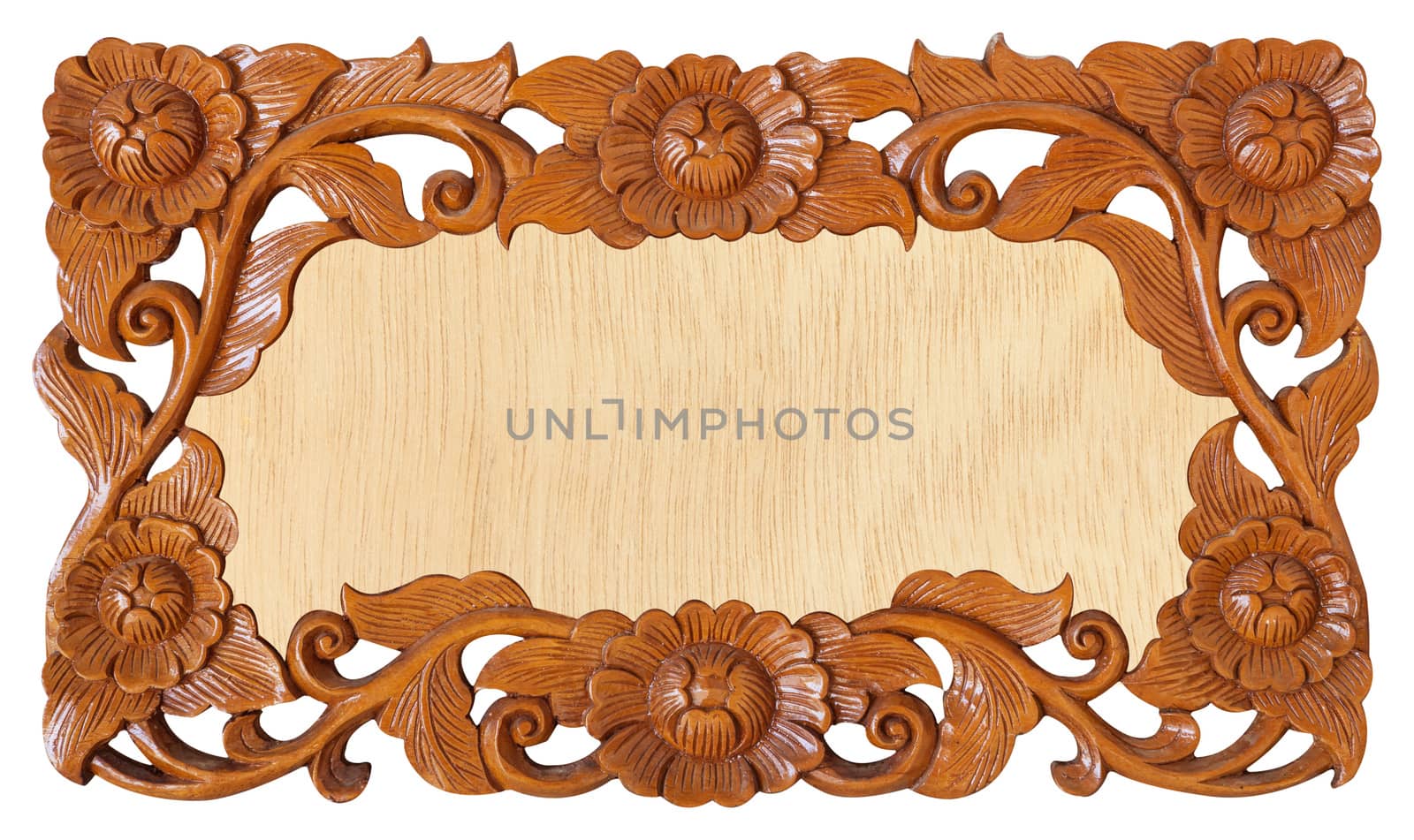 Pattern of flower carved frame isolated on white background