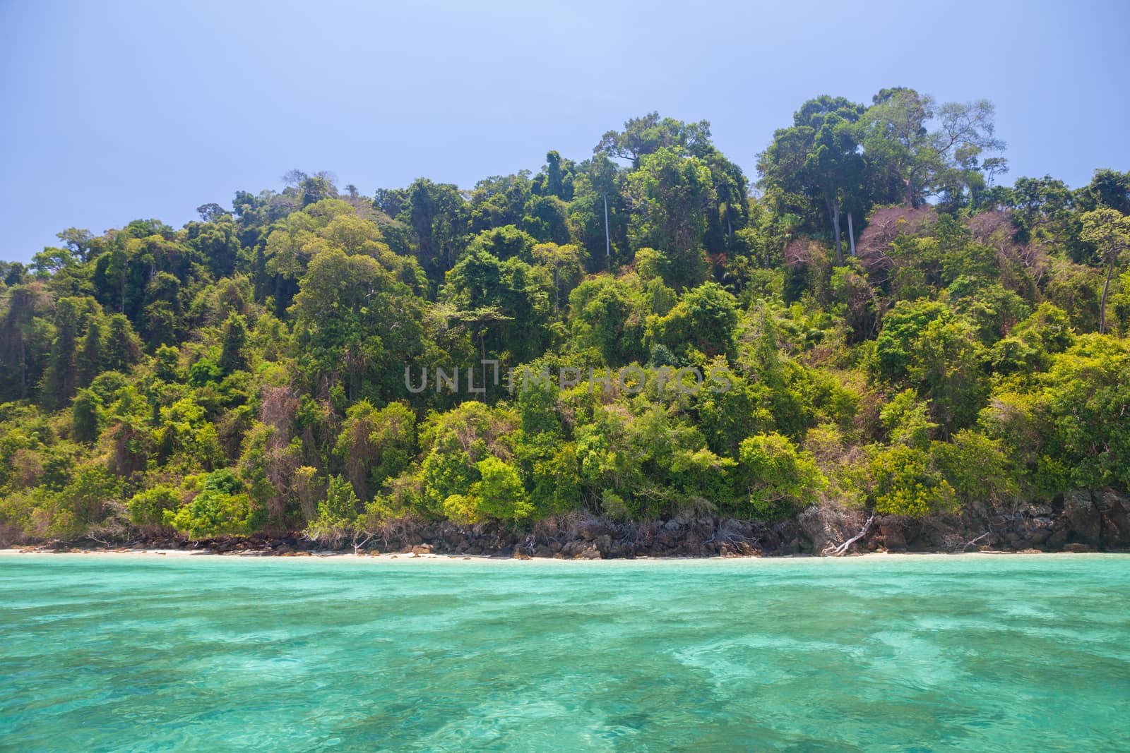 Mountain and the clear sea Trang south of Thailand