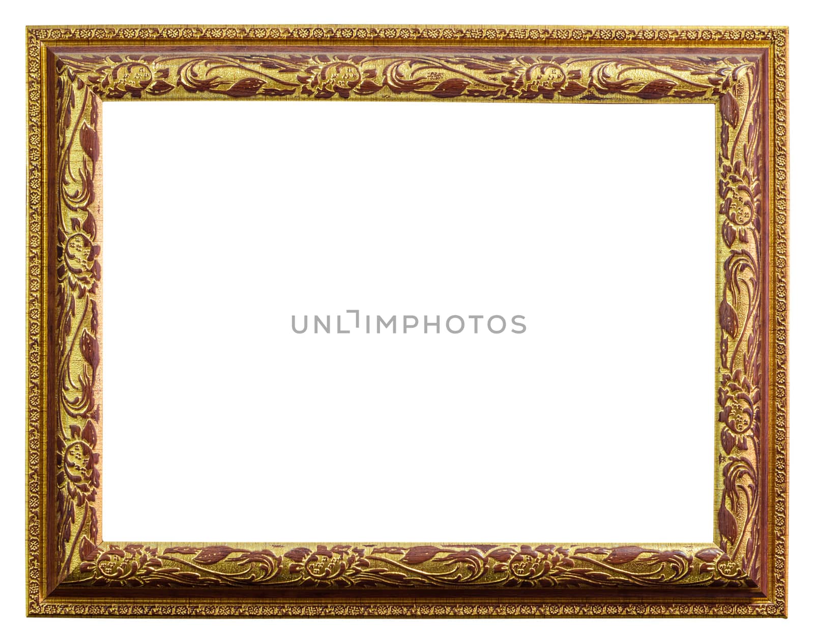 Gold frame on white background