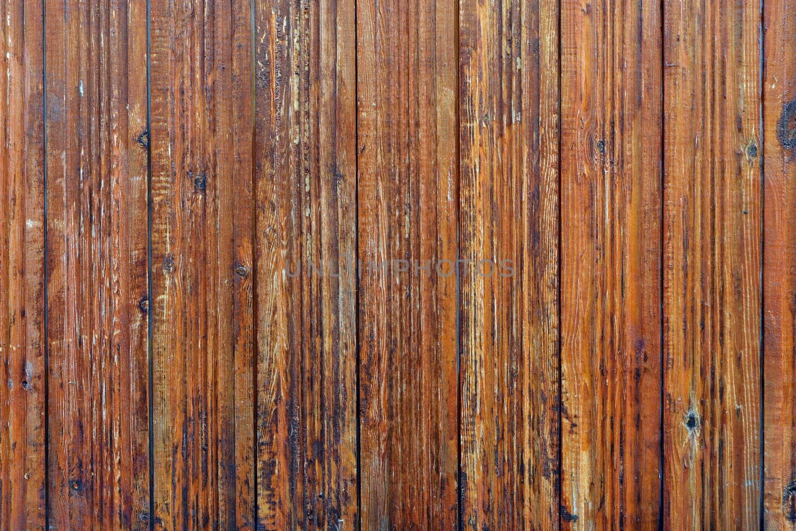 Painted wooden boards with nails. The orange color