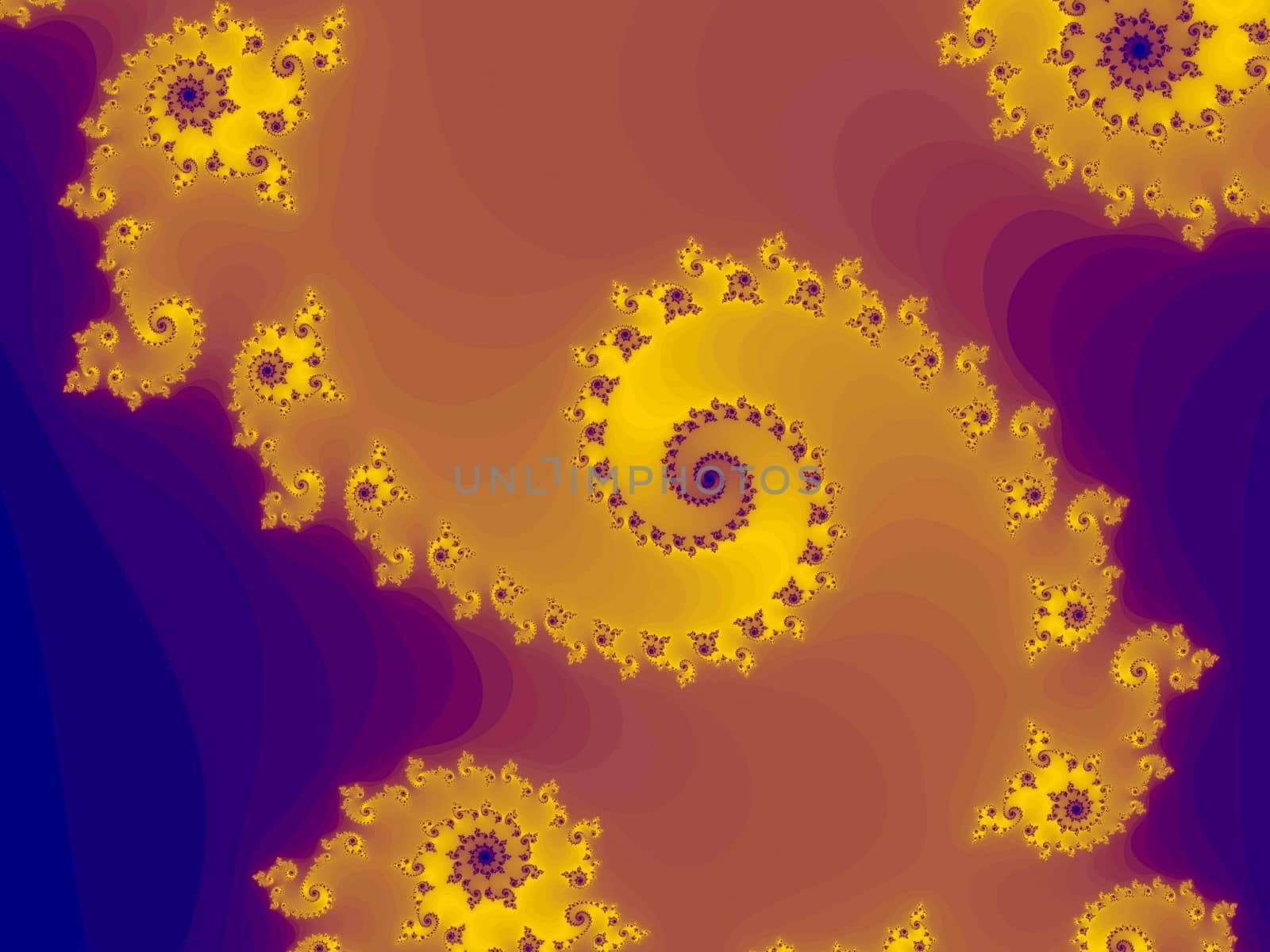 Digital computer graphic - rendering. Patterned fractal spiral for design.