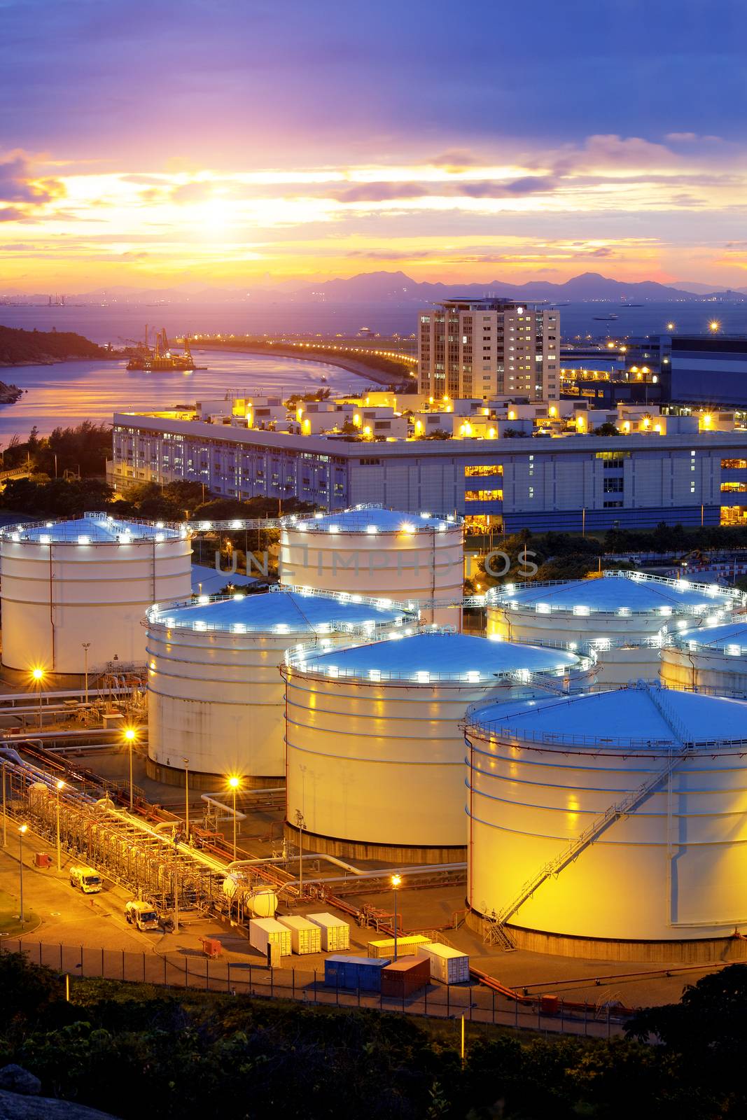 Oil tanks at sunset , hongkong tung chung