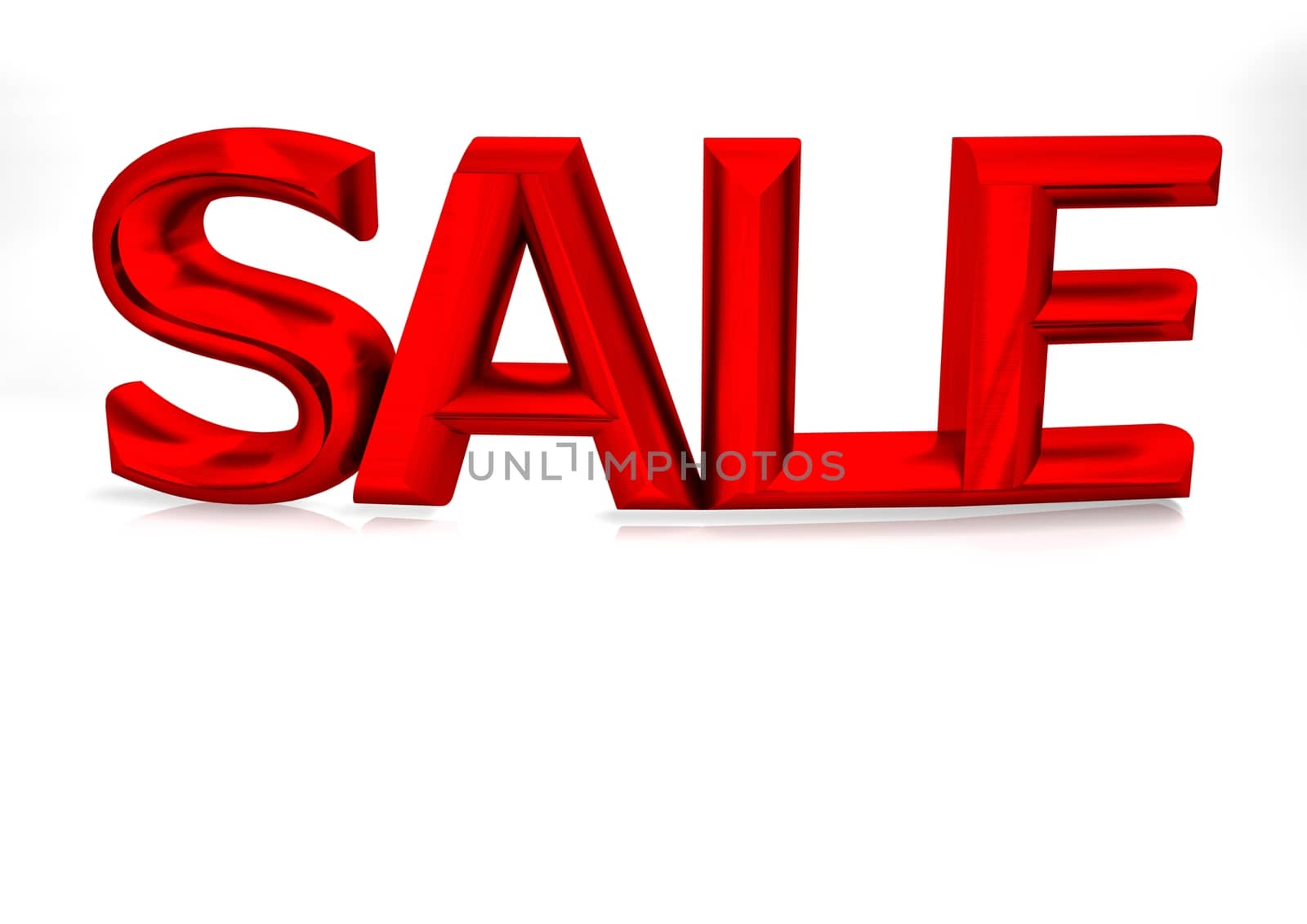 Glossy three-dimensional inscription Sale as a sign.