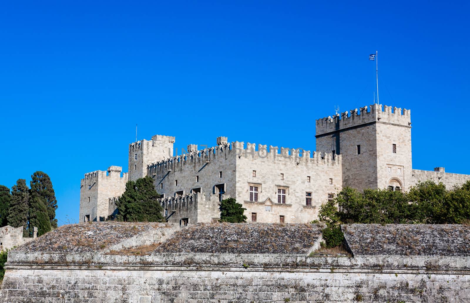 Famous Knights Grand Master Palace (also known as Castello) in the Medieval town of Rhode Island in Greece. Must-visit museum of Rhodes.