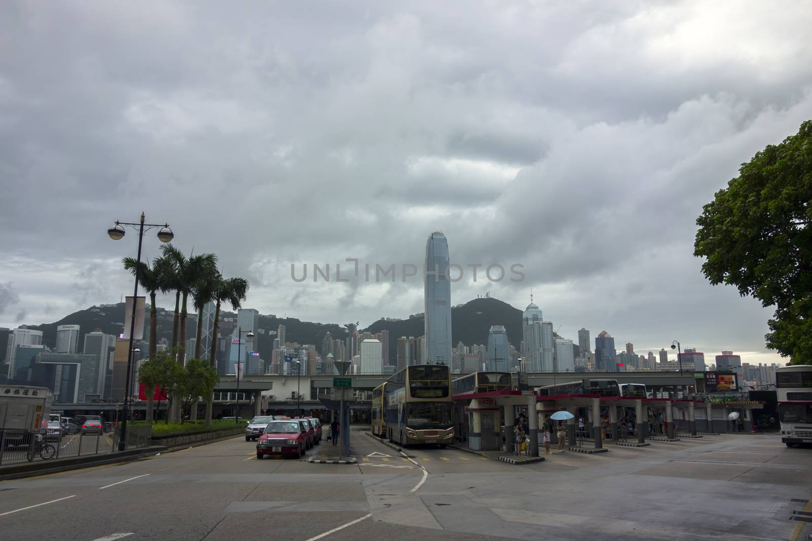 Star Ferry Pier Bus Terminal
Hong Kong Island in the Typhoon Rammasun  EDITORIAL China, Hong Kong 18.07.2014 