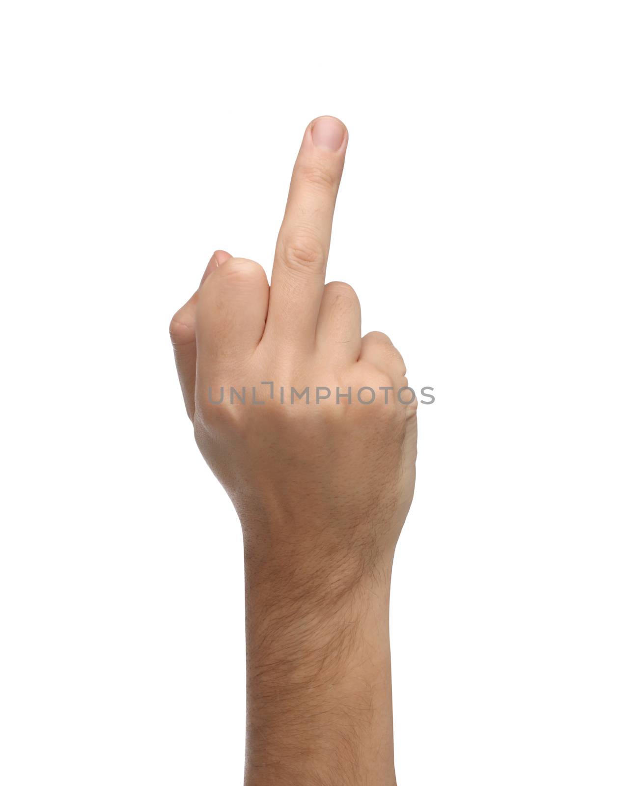 Male hand sign isolated on white background