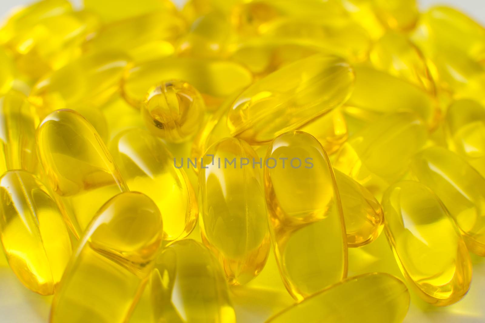 Cod Liver Oil Omega 3 gel Capsules Isolated on White Background