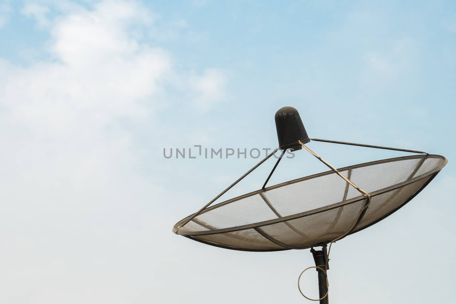 Antenna communication satellite dish on clear sky