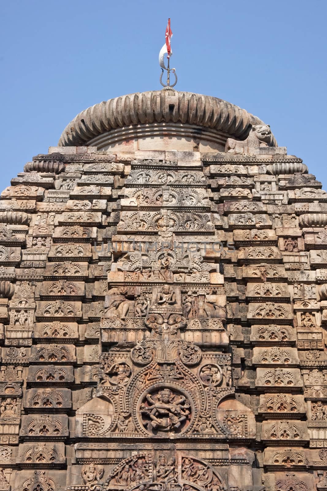 Detail of the ancient Hindu Parasuramesvara Temple. Ornately carved building. Bhubaneswar Orissa India. 7th Century AD
