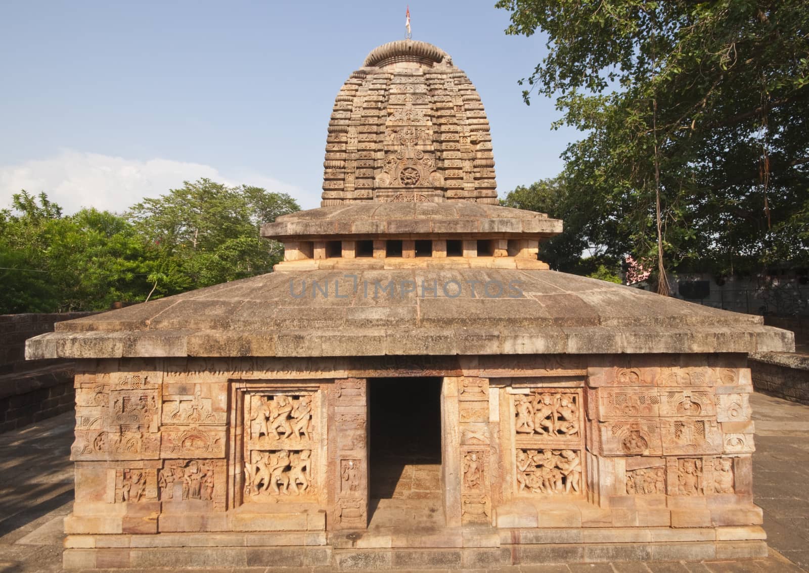 Ancient Hindu Temple (Parasuramesvara Temple). Ornately carved building. Bhubaneswar, Orissa, India. 7th Century AD