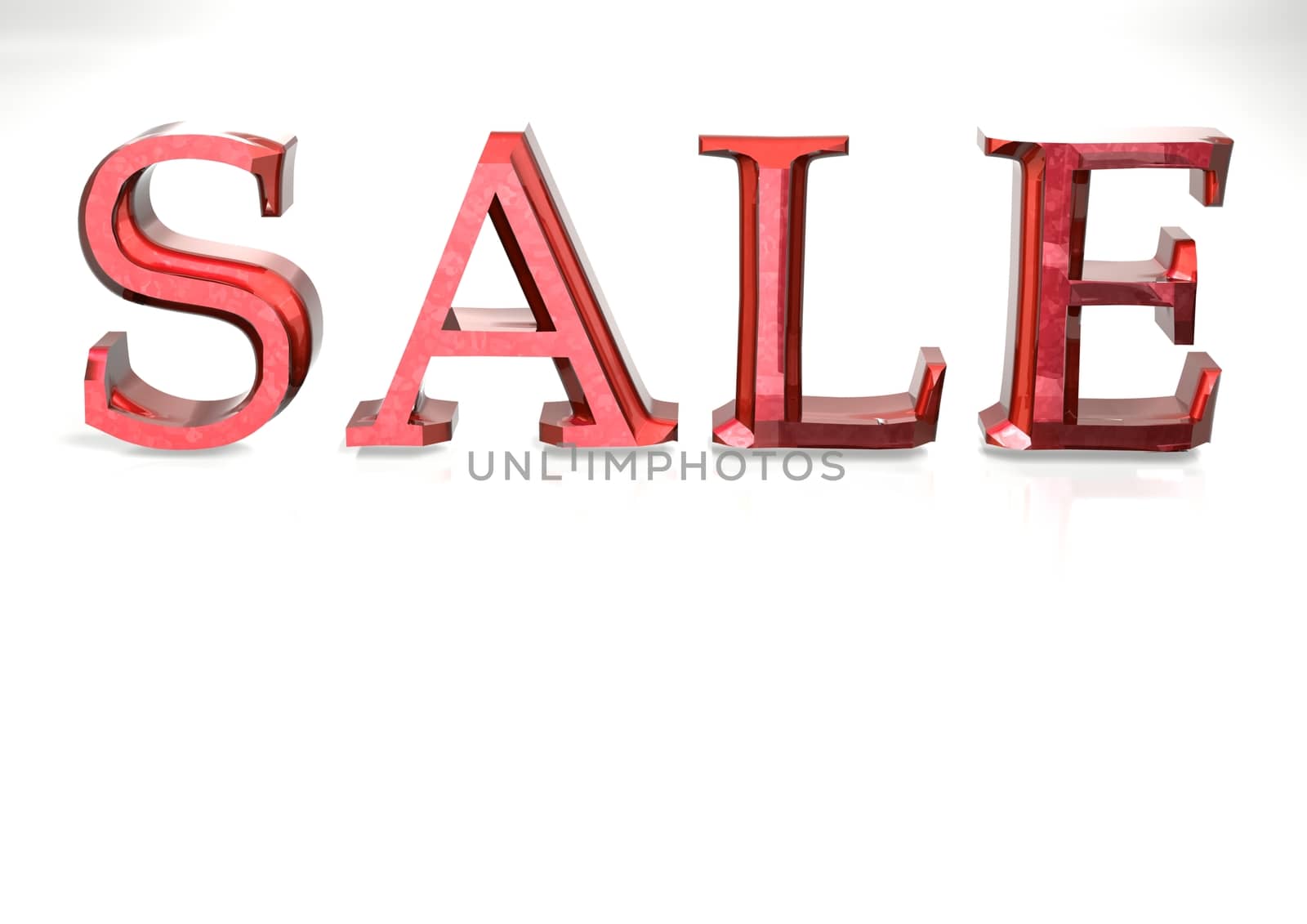Glossy three-dimensional inscription Sale as a sign.