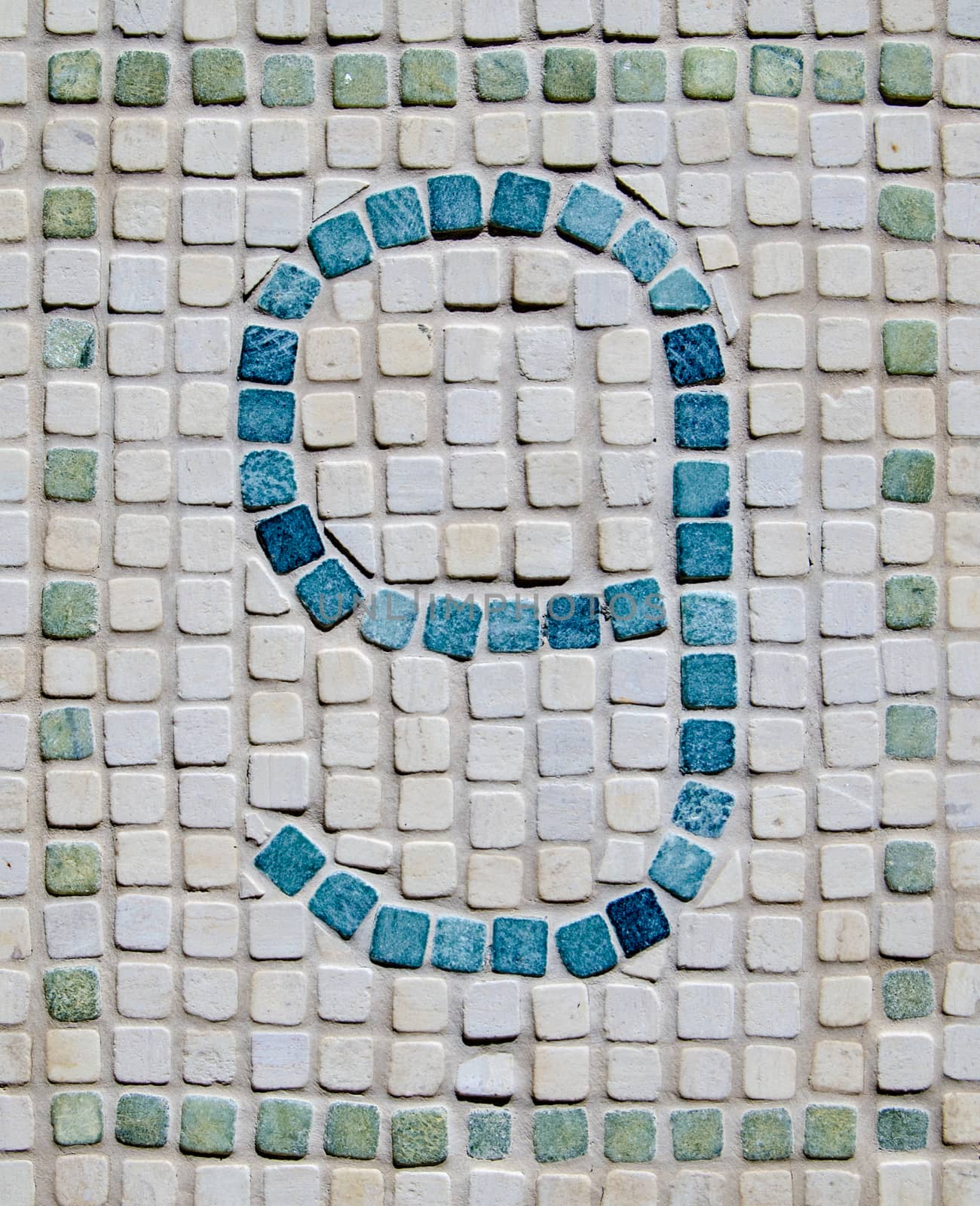 A Rustic Mosaic Of Tiles Showing The Number Nine