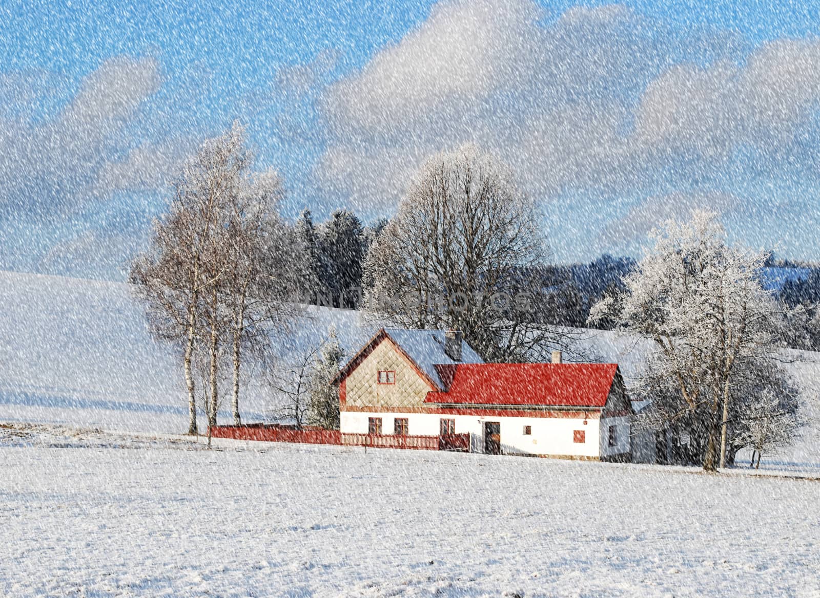cottage in the winter