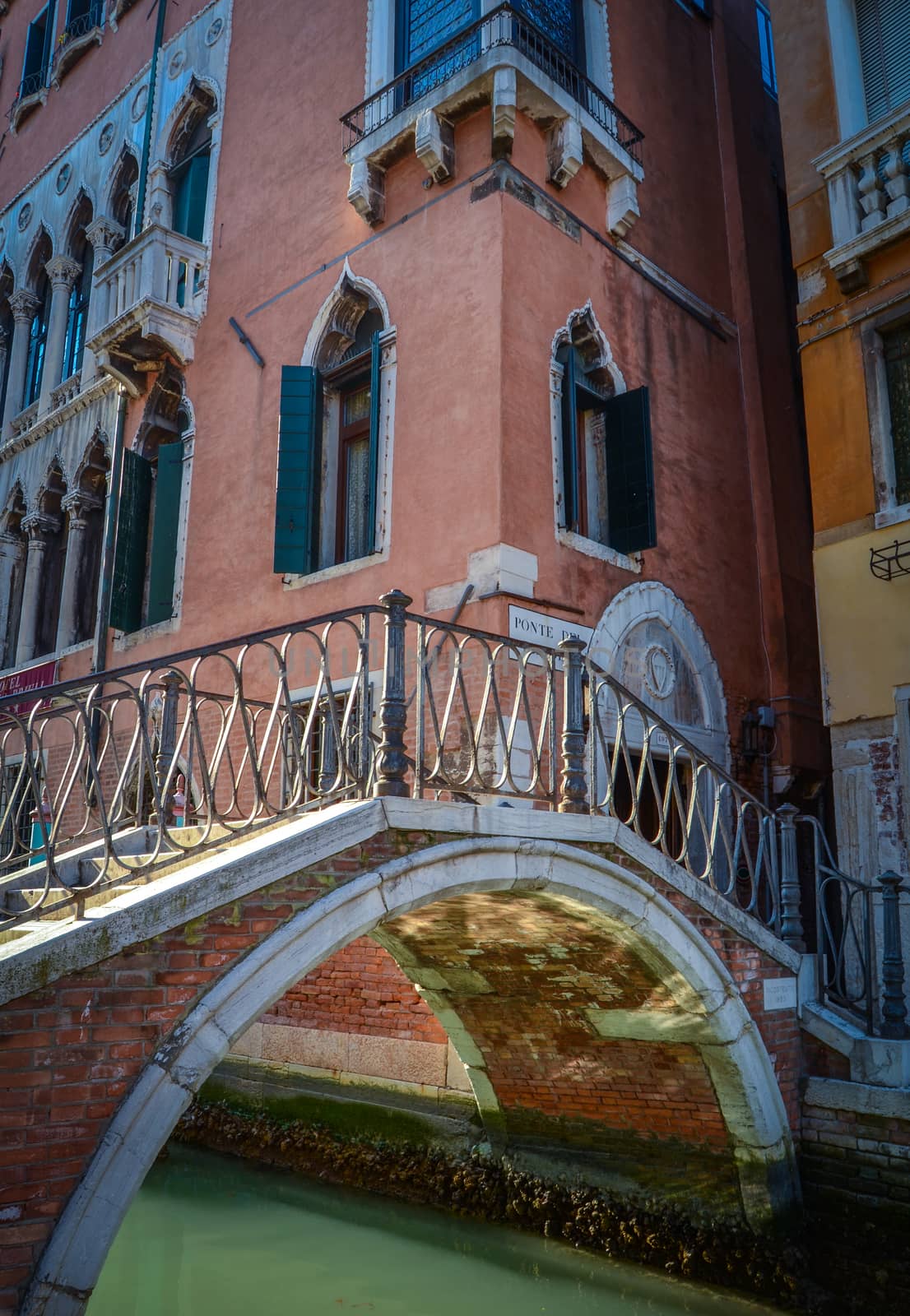 Retro Styled Photo Of A Bridge Over A Canal In Venice, Italy