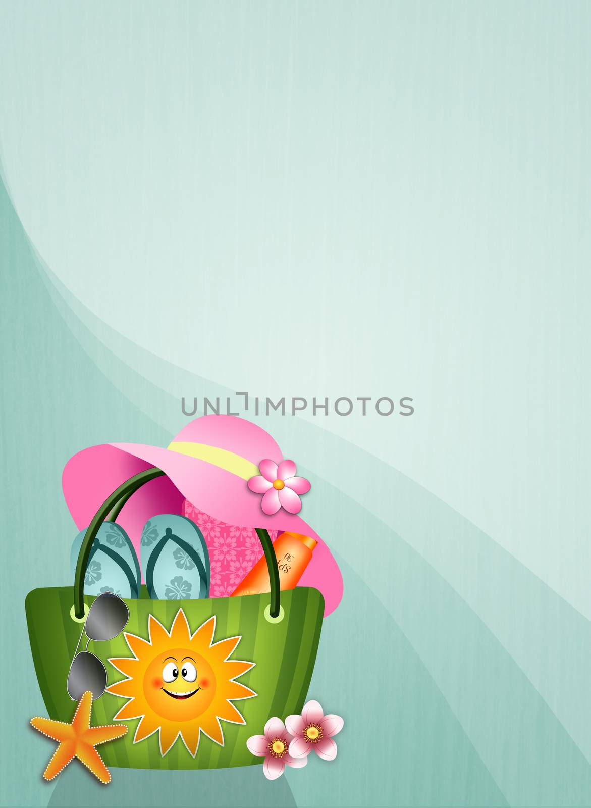 illustration of Beach bag background