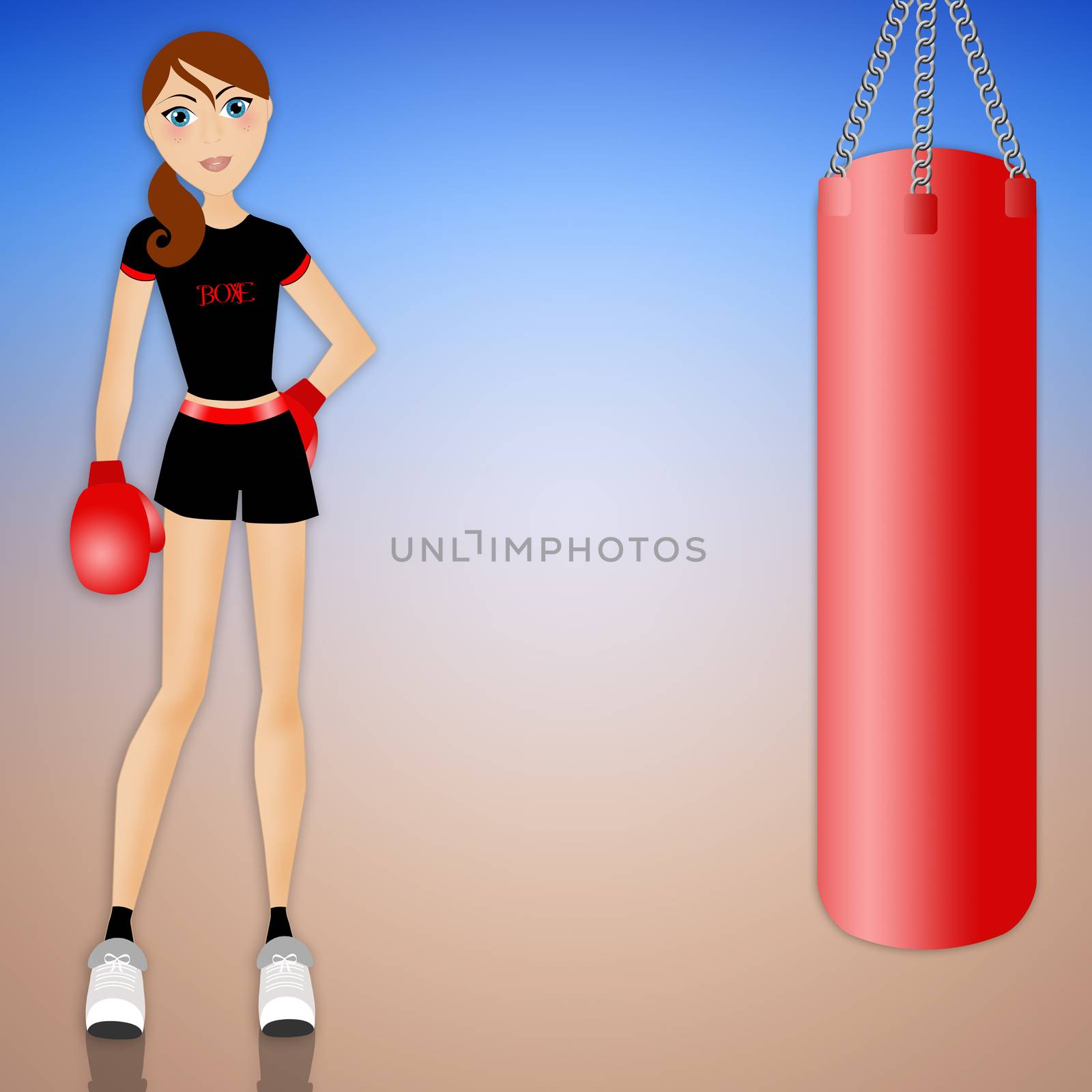 illustration of Woman doing boxe