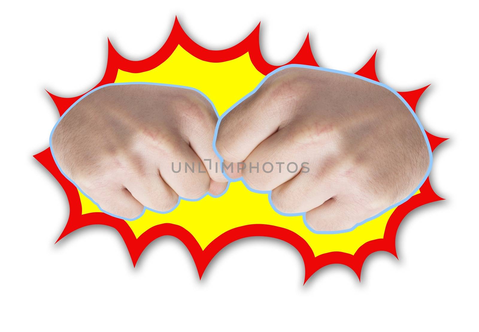 Picture of two frontal fists with power decoration.
