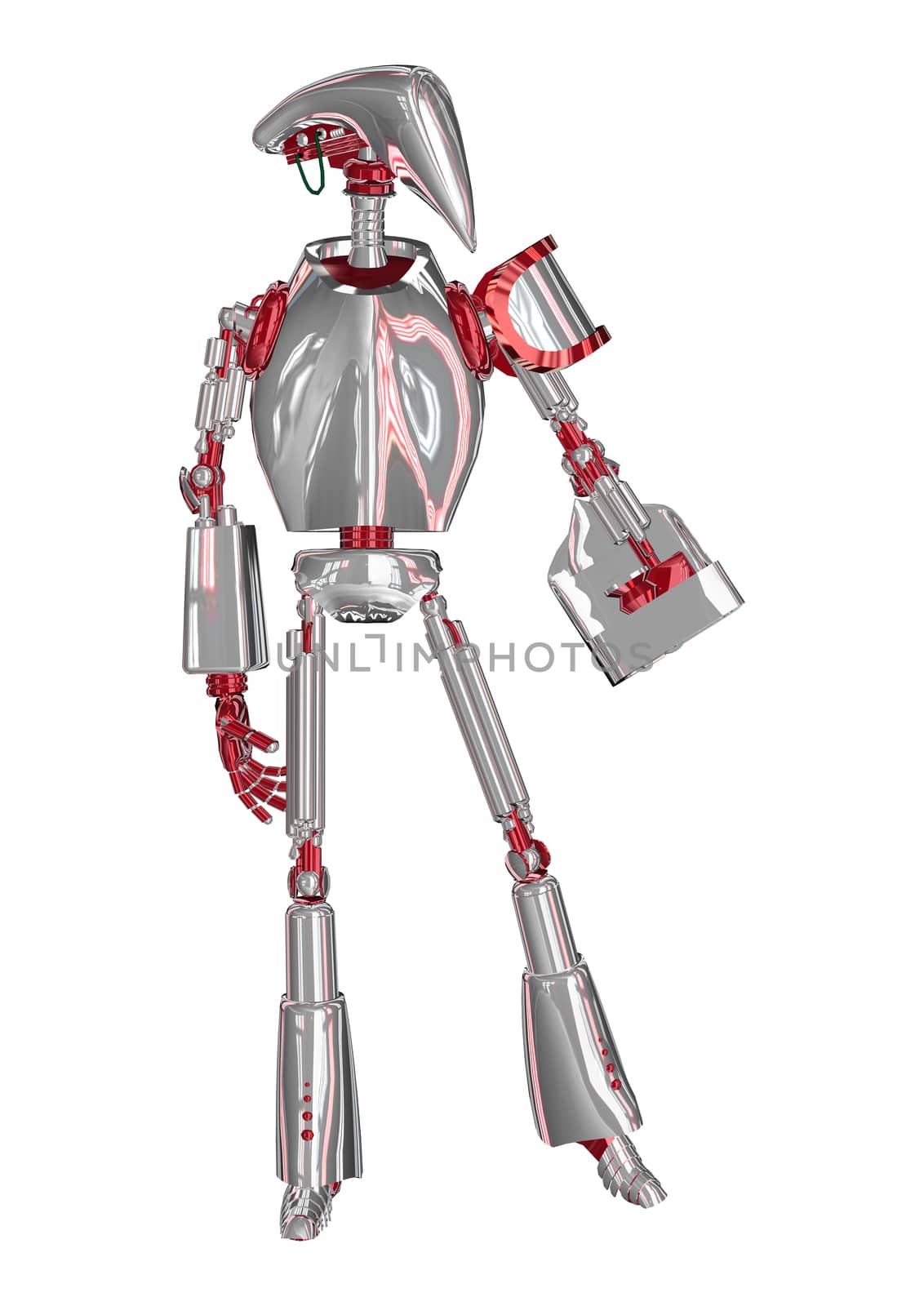 3D digital render of a rebelling droid isolated on white background