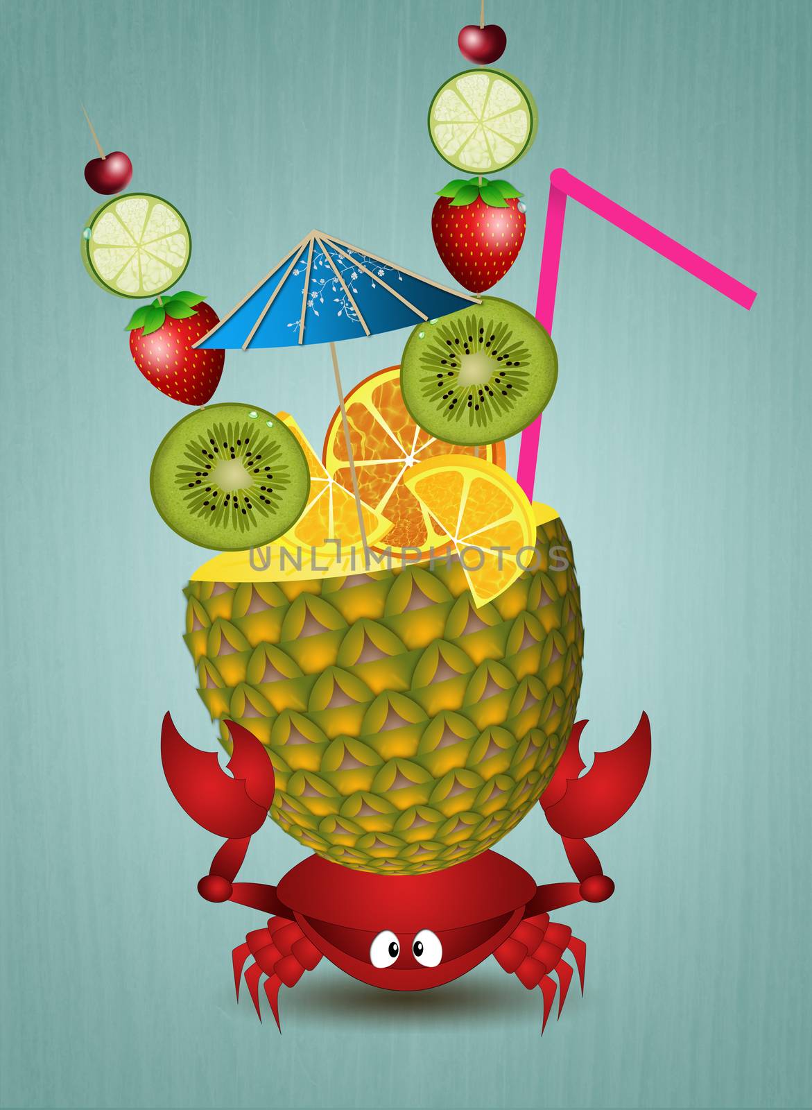Funny crab with pineapple cocktail by sognolucido