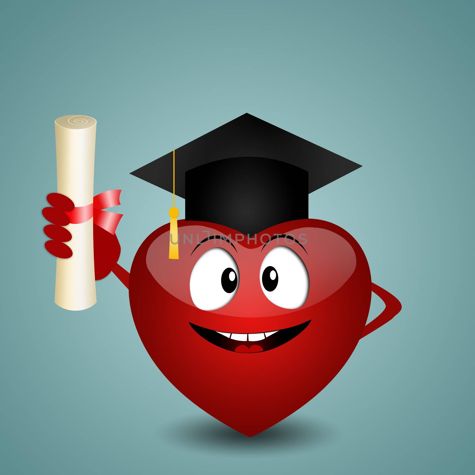 illustration of Funny heart graduate