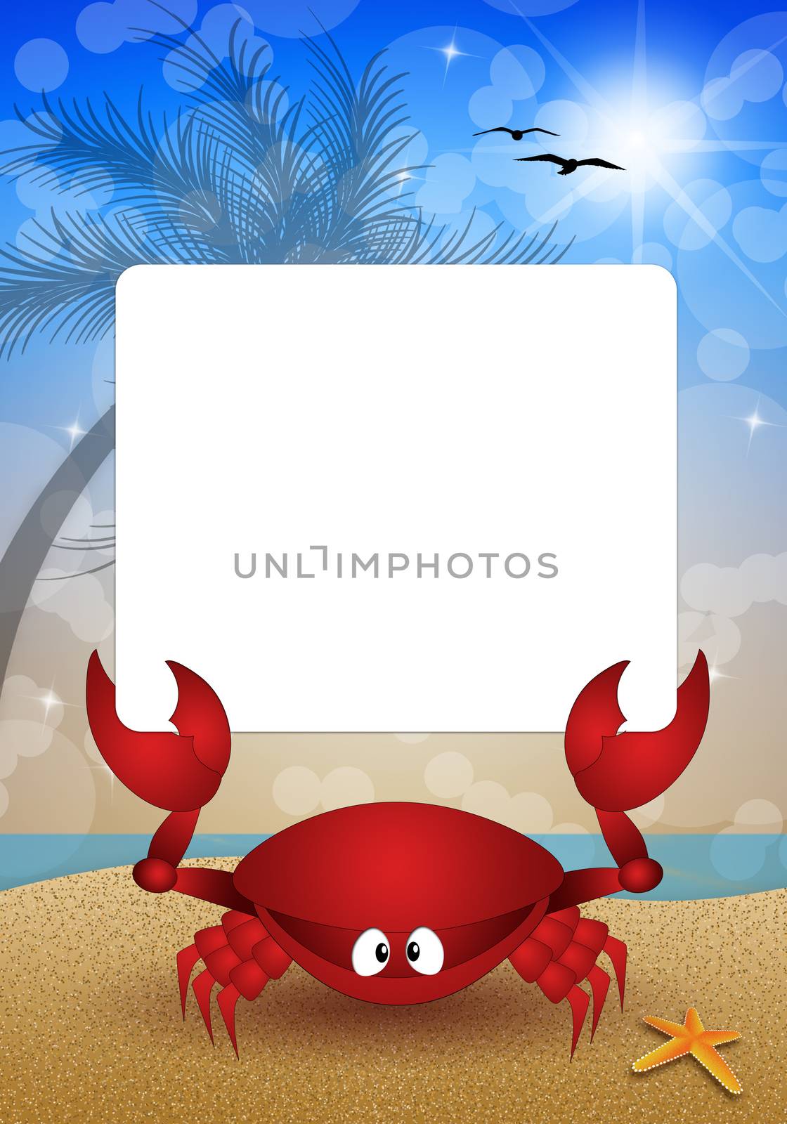 illustration of Funny crab on the beach