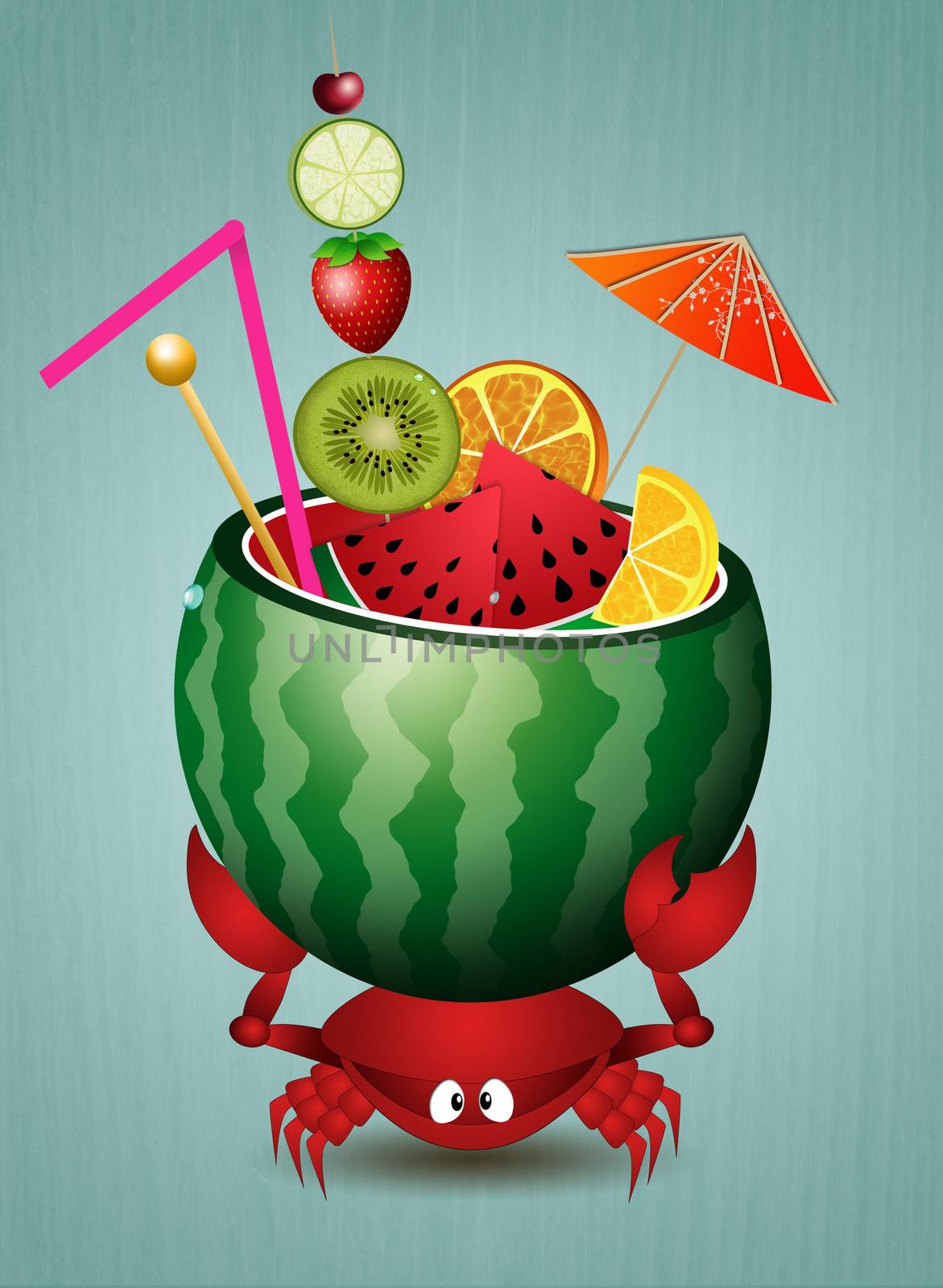 Crab with watermelon by sognolucido
