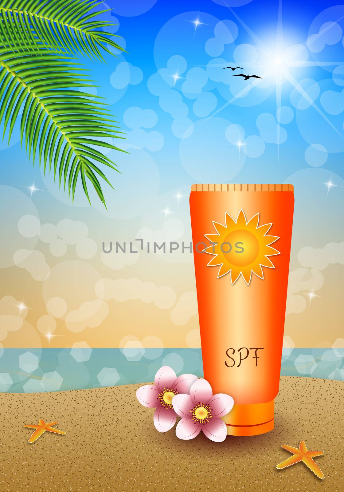 Sun lotion on the beach by sognolucido