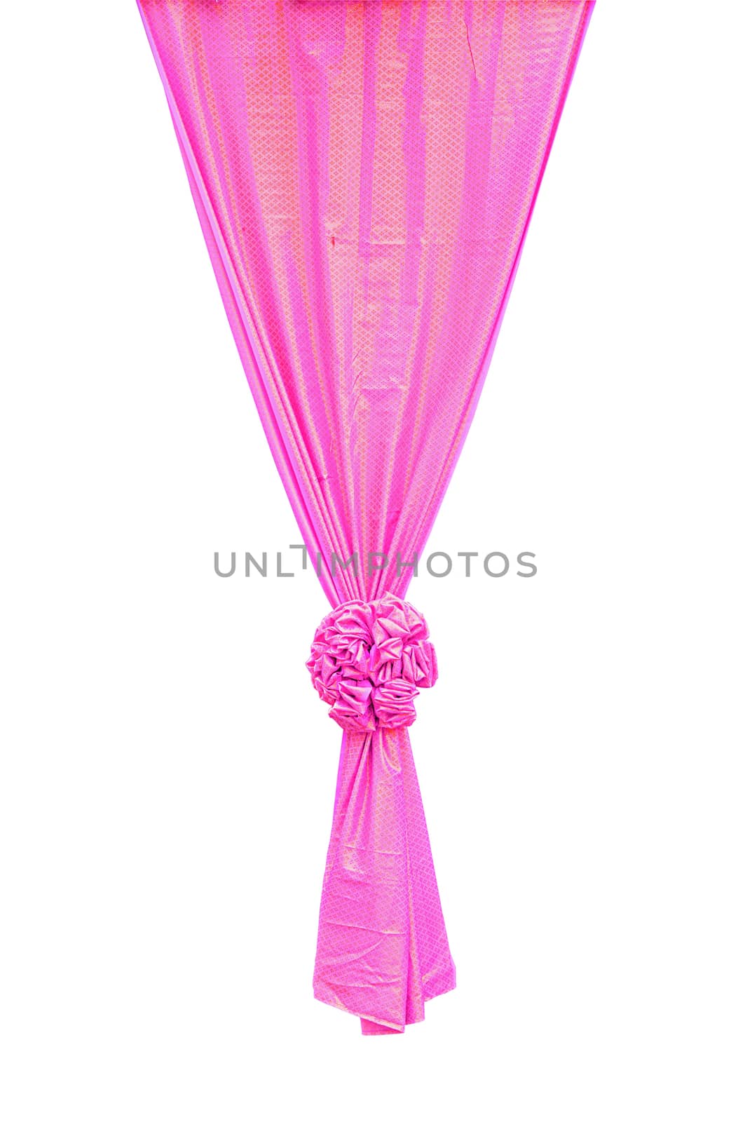 Pink fabric ribbon for ceremony isolated on white with clipping path