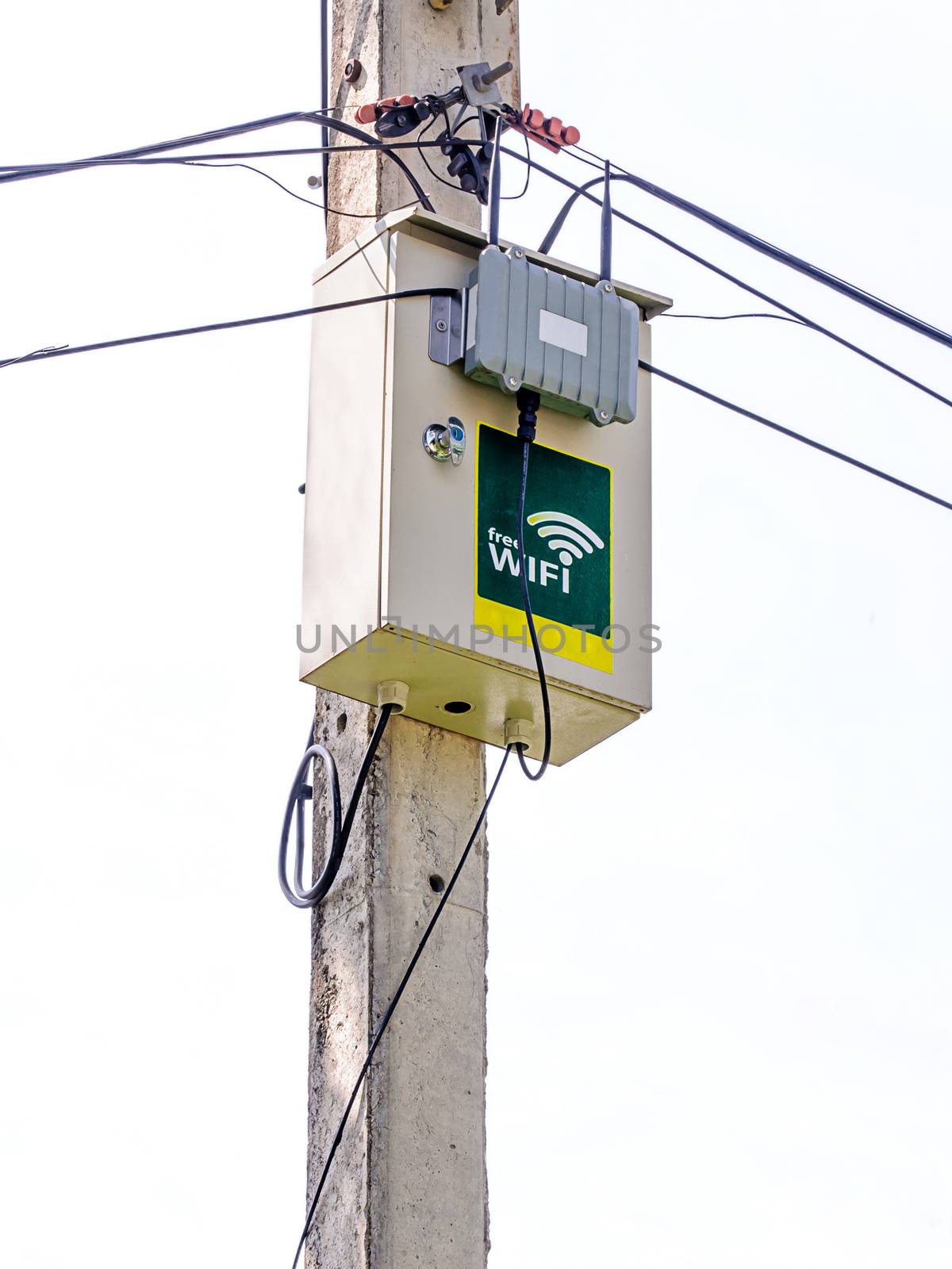Wireless access point two antennas installation on pole