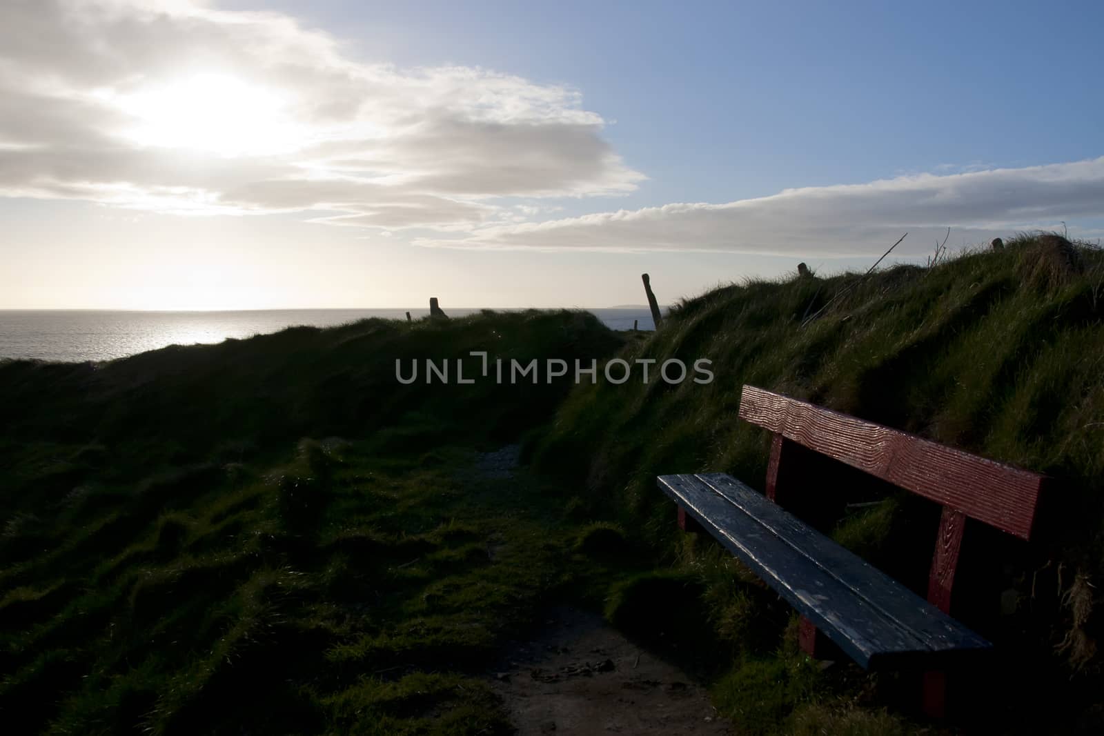 a view at dusk of the wild atlantic way from Ballybunion cliffs in county Kerry Ireland