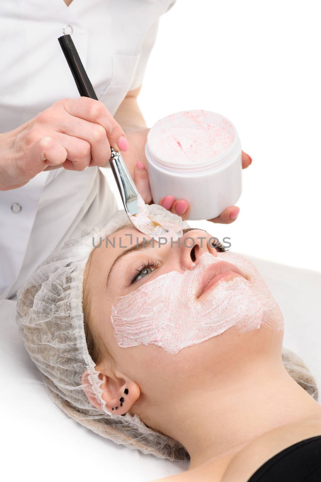 beauty salon, facial peeling mask with retinol and fruit acids