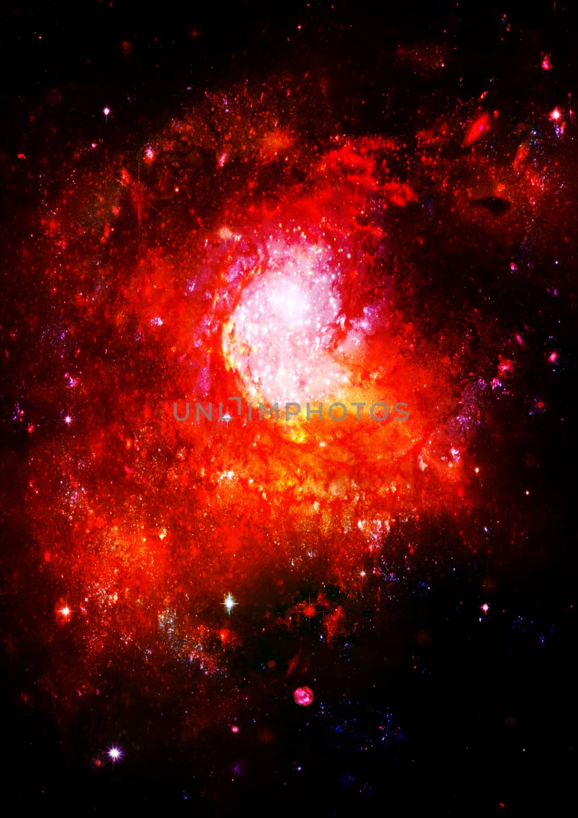 Far being shone nebula and star field against space.