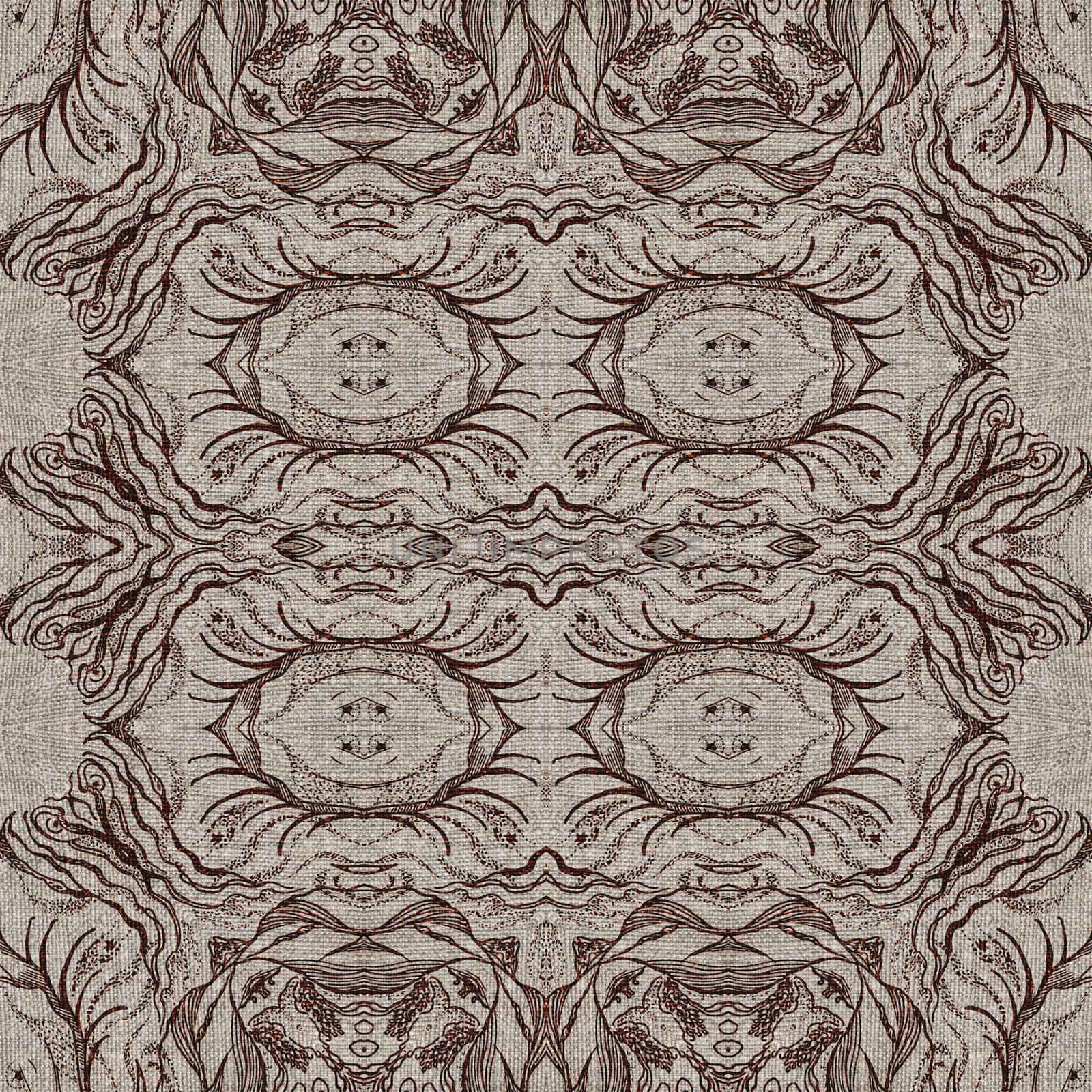 Seamless artistic background, abstract graphic pattern on vintage linen canvas