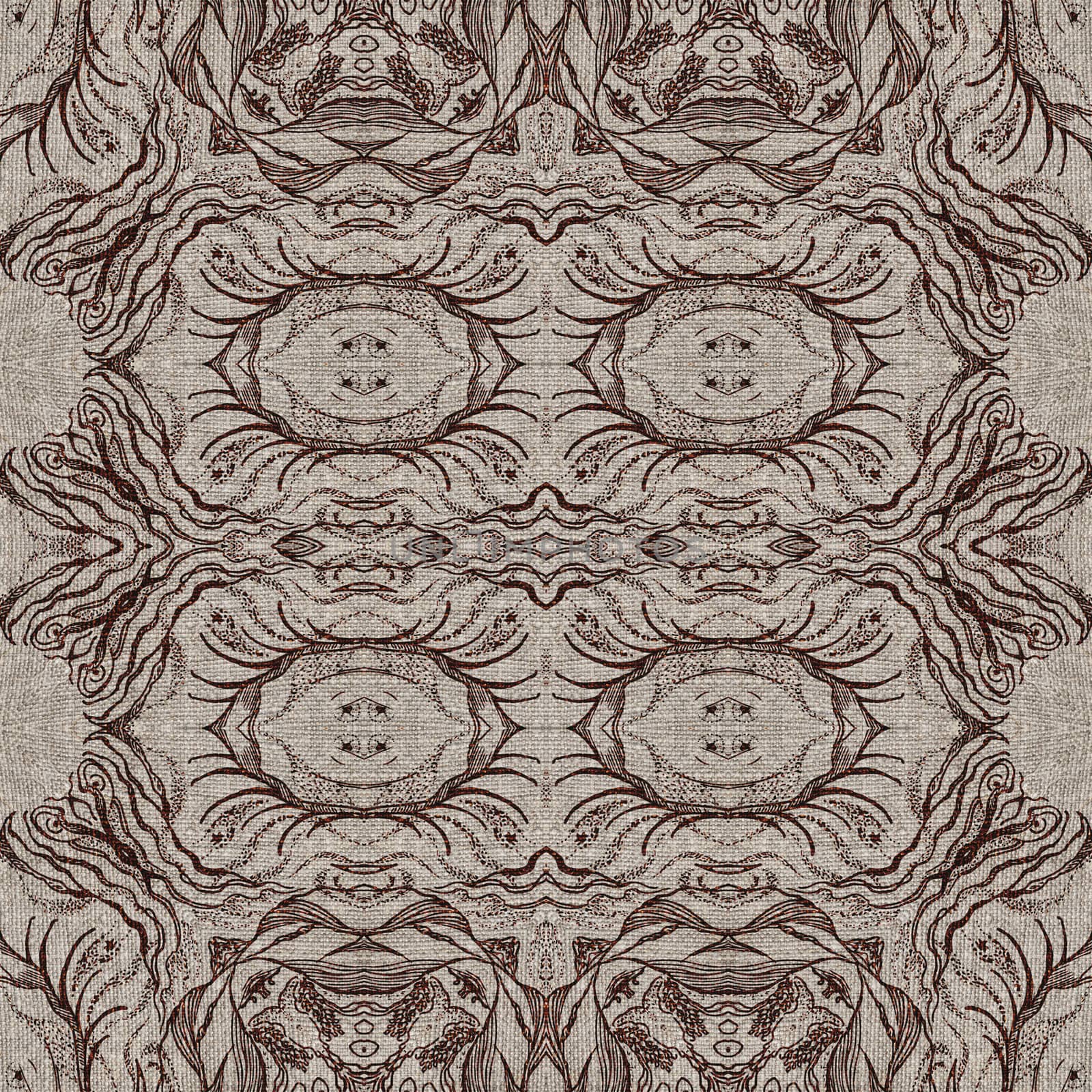 Seamless artistic background, abstract graphic pattern on vintage linen canvas