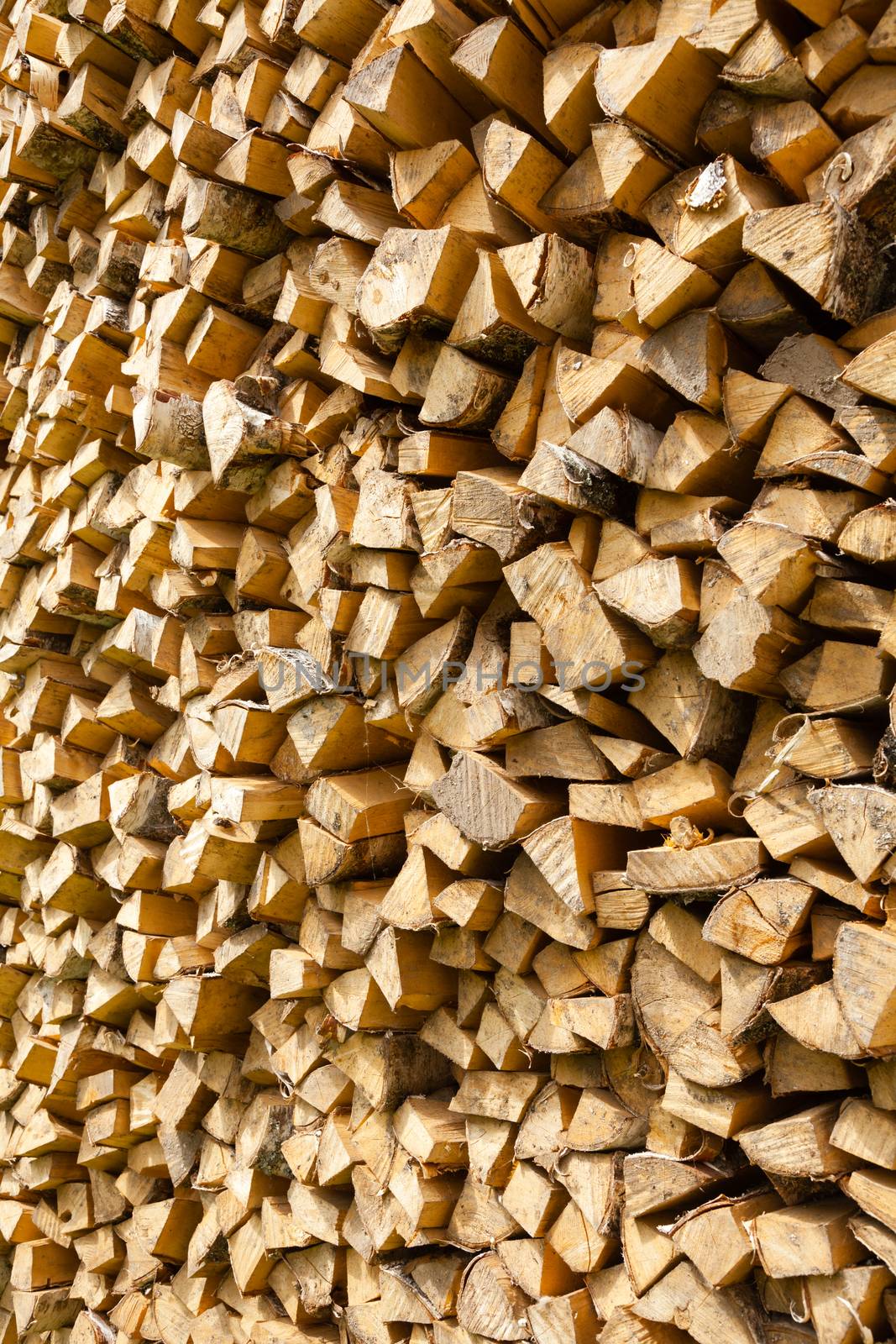Stack of dry firewood texture