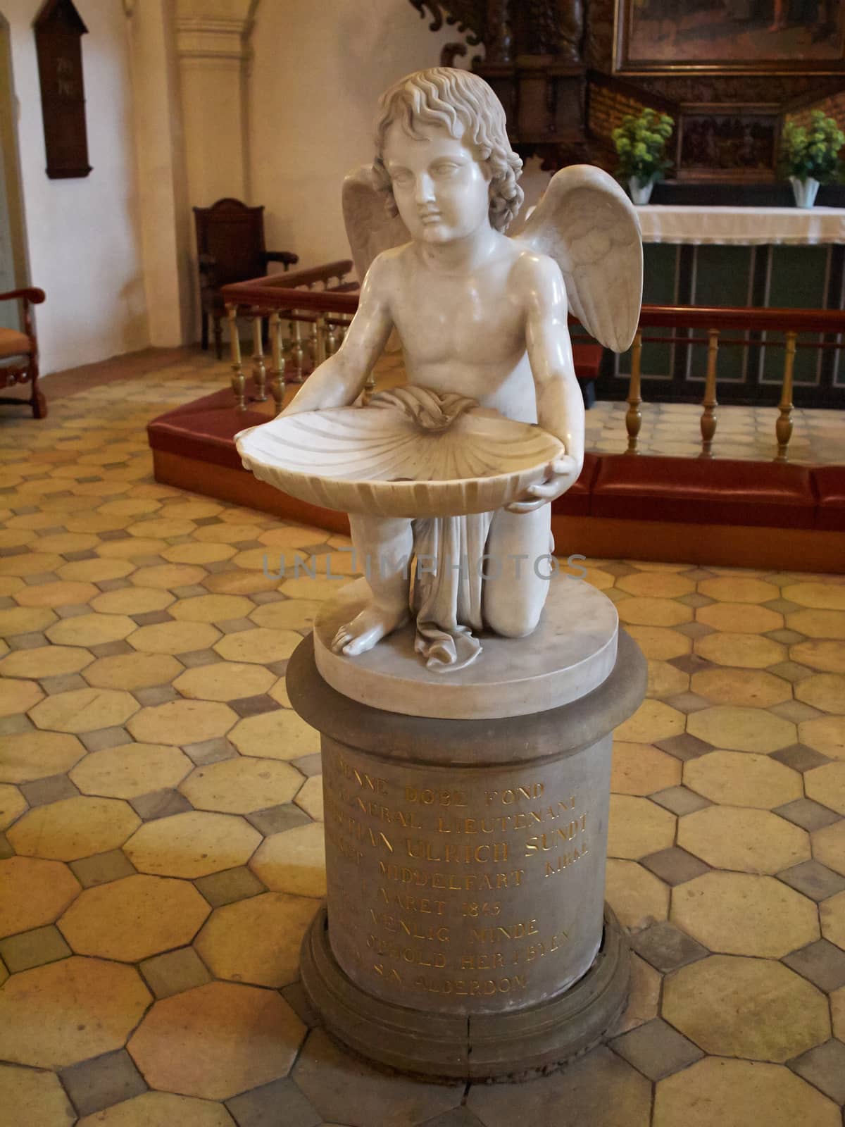 Full view of a Baptismal font in a church  Europe