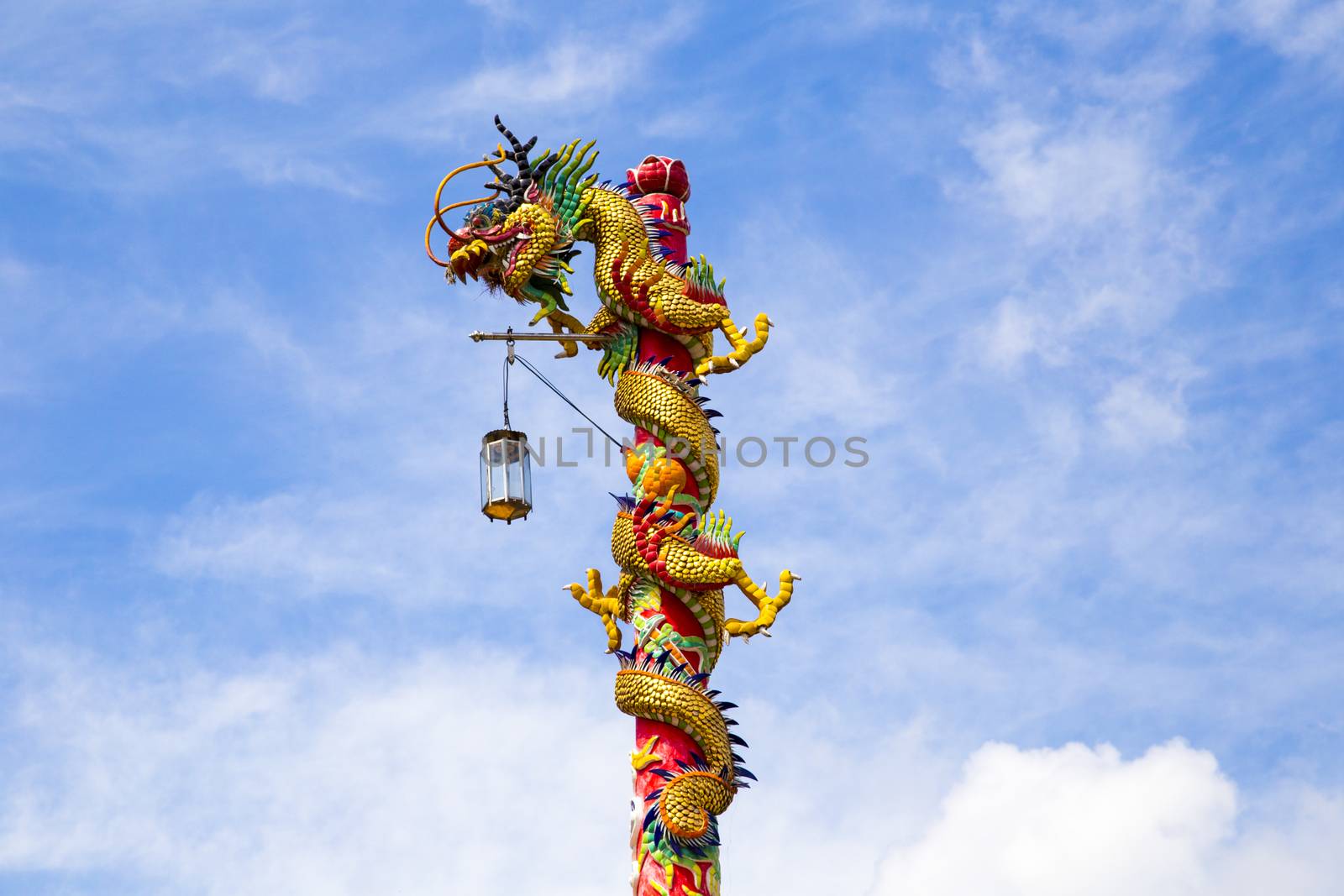 Chinese dragon on blue sky with cloud