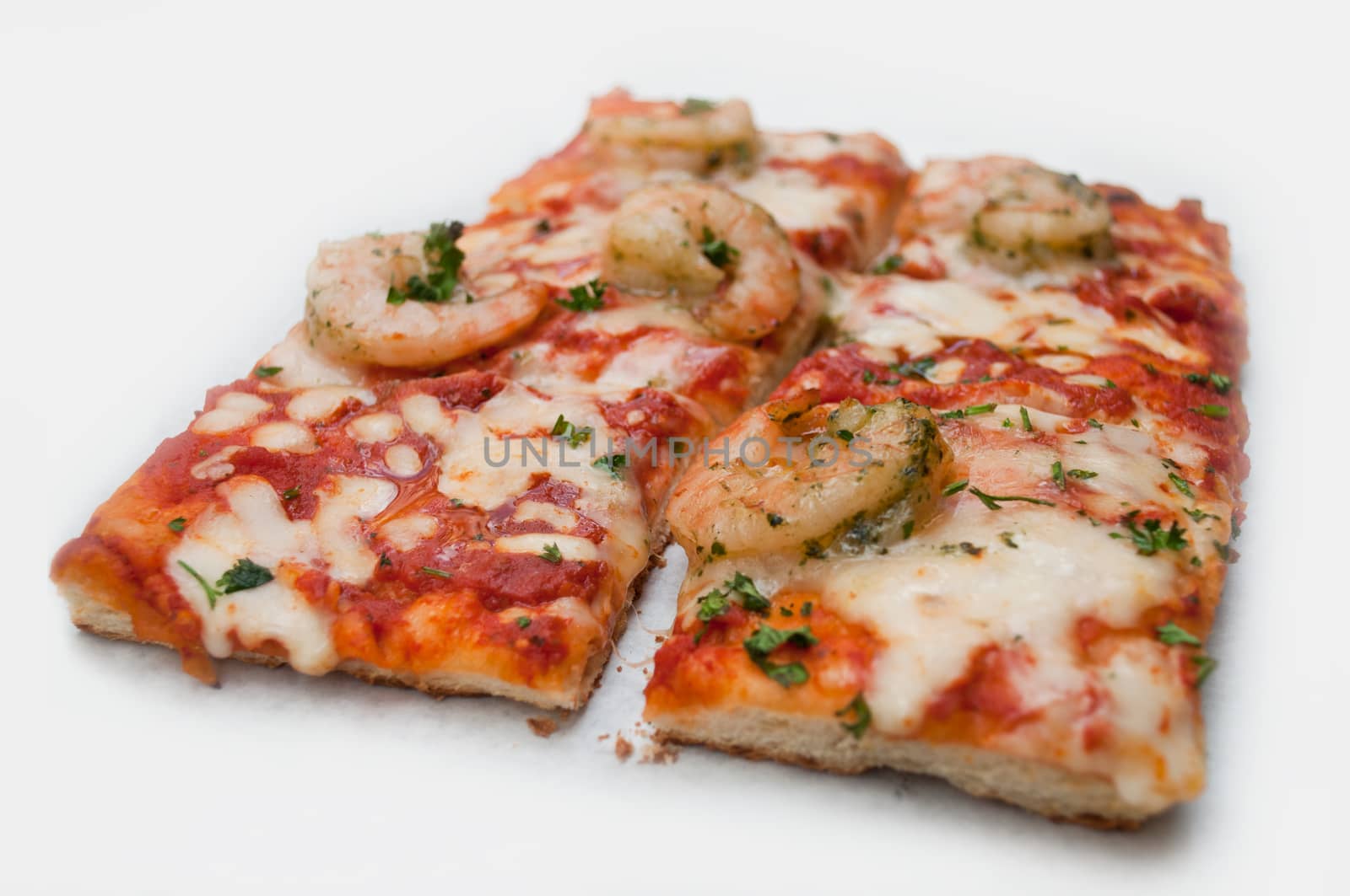 part of pizza on white background 