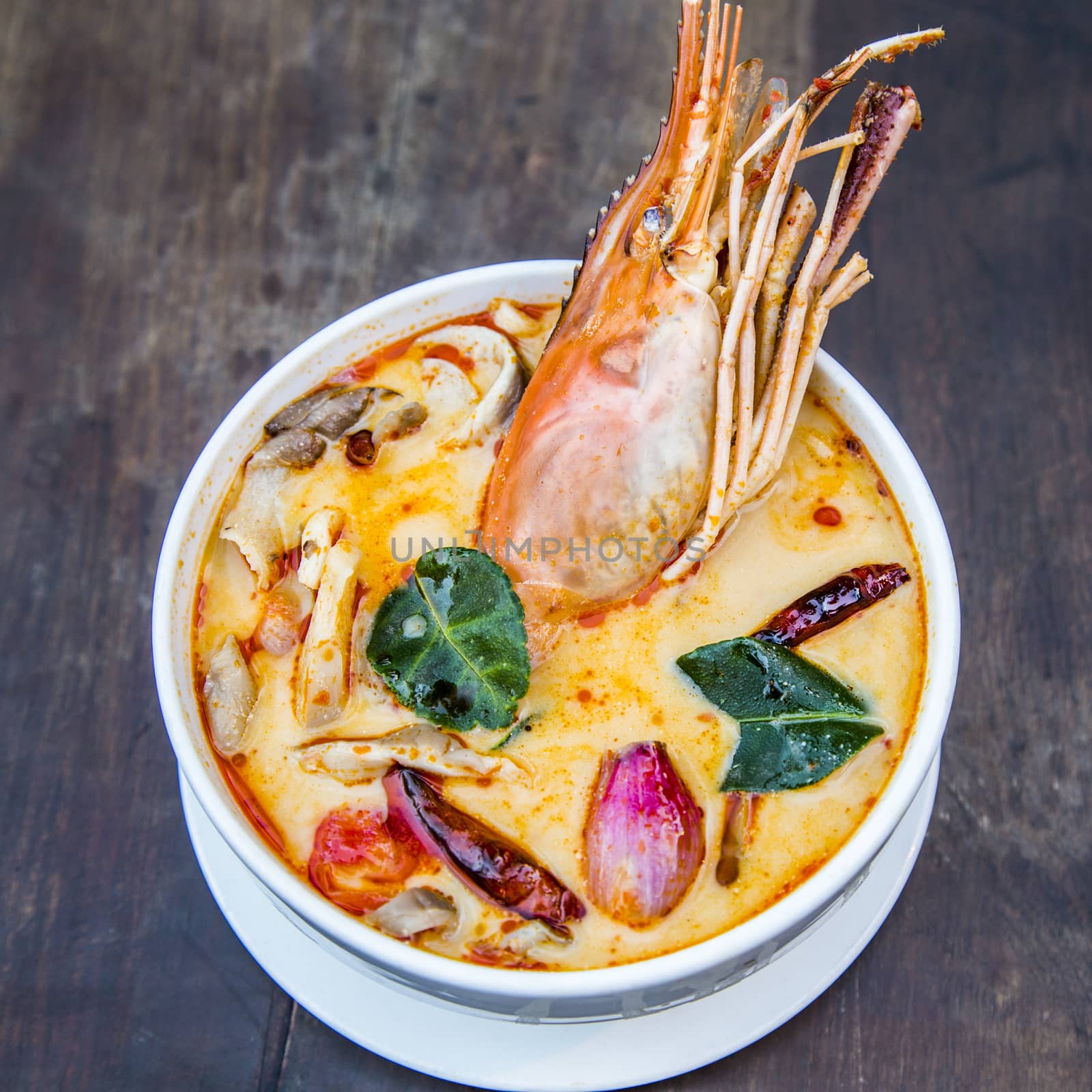 Thai spicy soup. Tom yum koong Thai spicy food. by 2nix